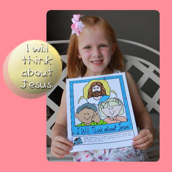 I Will Think about Jesus poster or coloring page