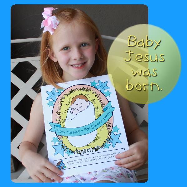I'm Thankful for Jesus's Birth poster & color page