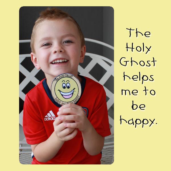 HOLY GHOST Activity Ages 1-3 The Holy Ghost Helps Me to Be Happy – smile & frown choices flip-sign