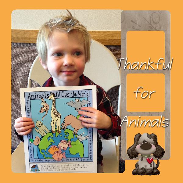 Little LESSON LIFESAVERS I Am Thankful for Animals poster and coloring page