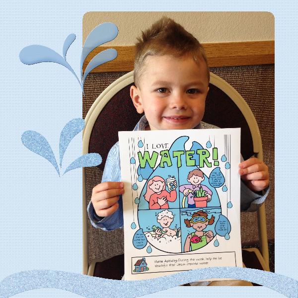 Jesus Created Water - I love water! thankful poster or coloring page AGES 1-5