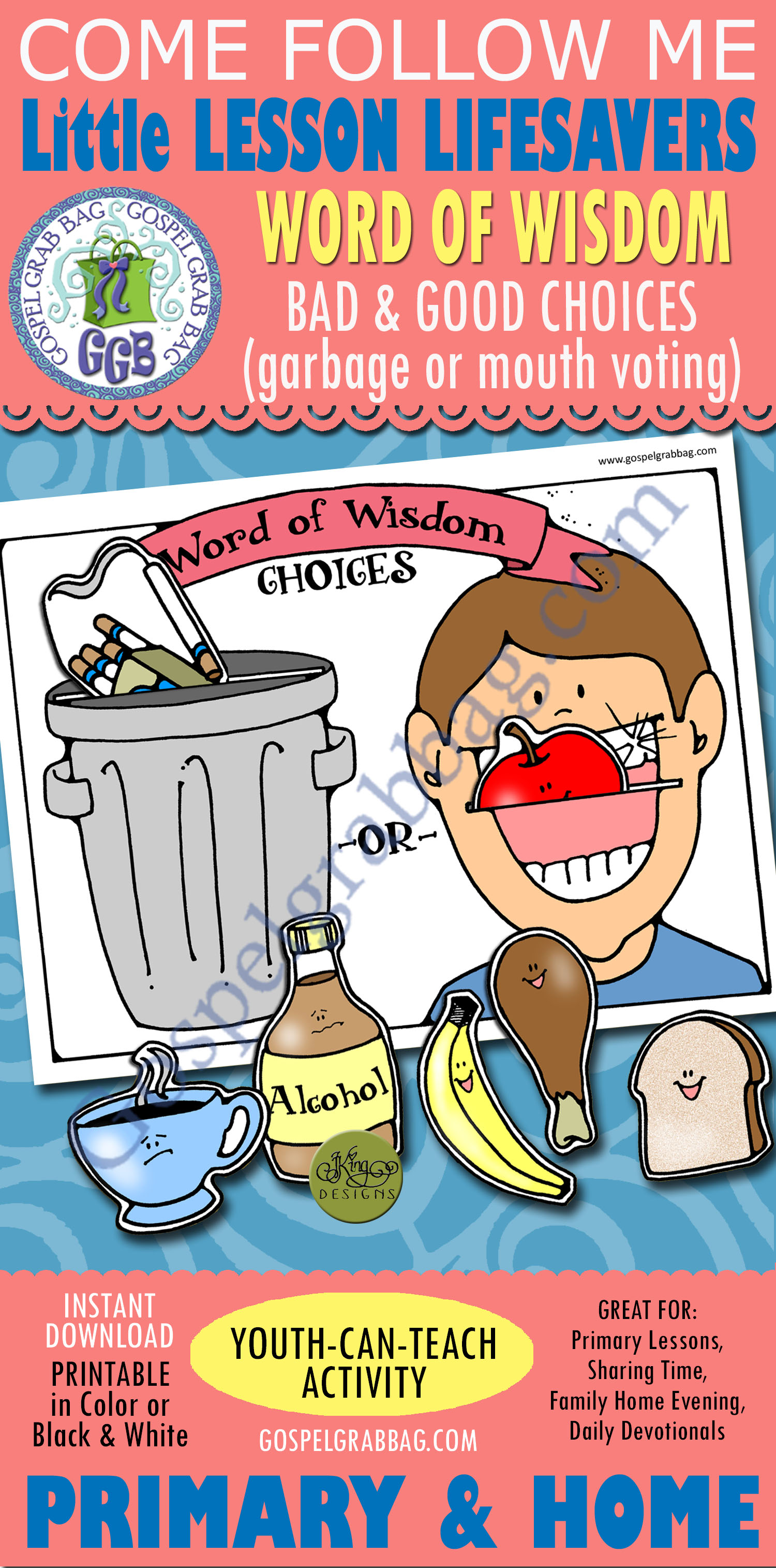 WORD OF WISDOM CHOICES Activity (Choice Pockets) Little LESSON LIFESAVER Activity Word of Wisdom Choices (voting match)