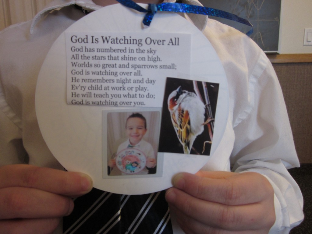 God Is Watching Over All poem to paste on the back of CTR-A lesson medallion, gospelgrabbag.com