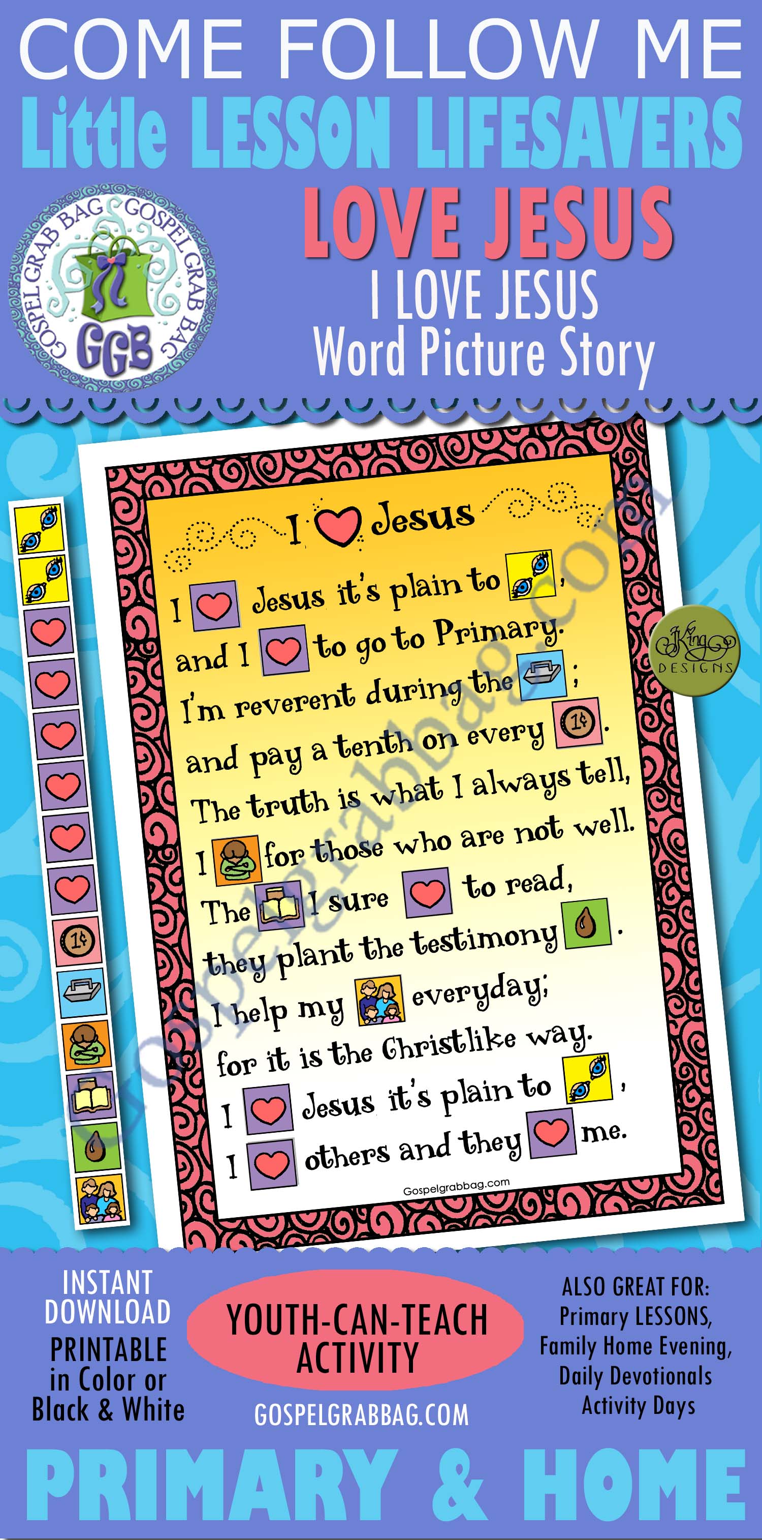 $1.50 Little LESSON LIFESAVER Activity for Come Follow Me - Primary and Home (family home evening)