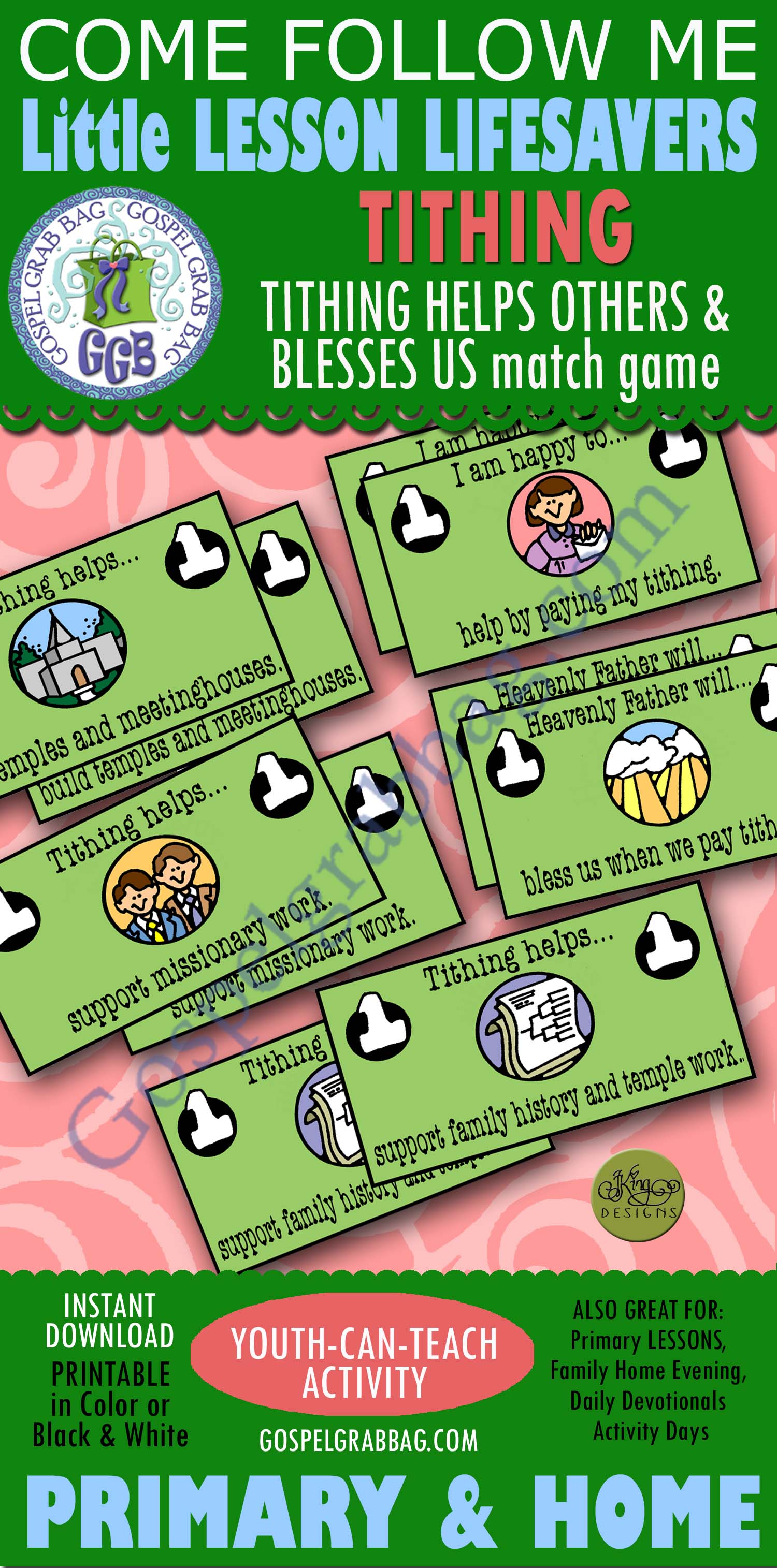 Little LESSON LIFESAVER Activity Tithing Bills Match Game