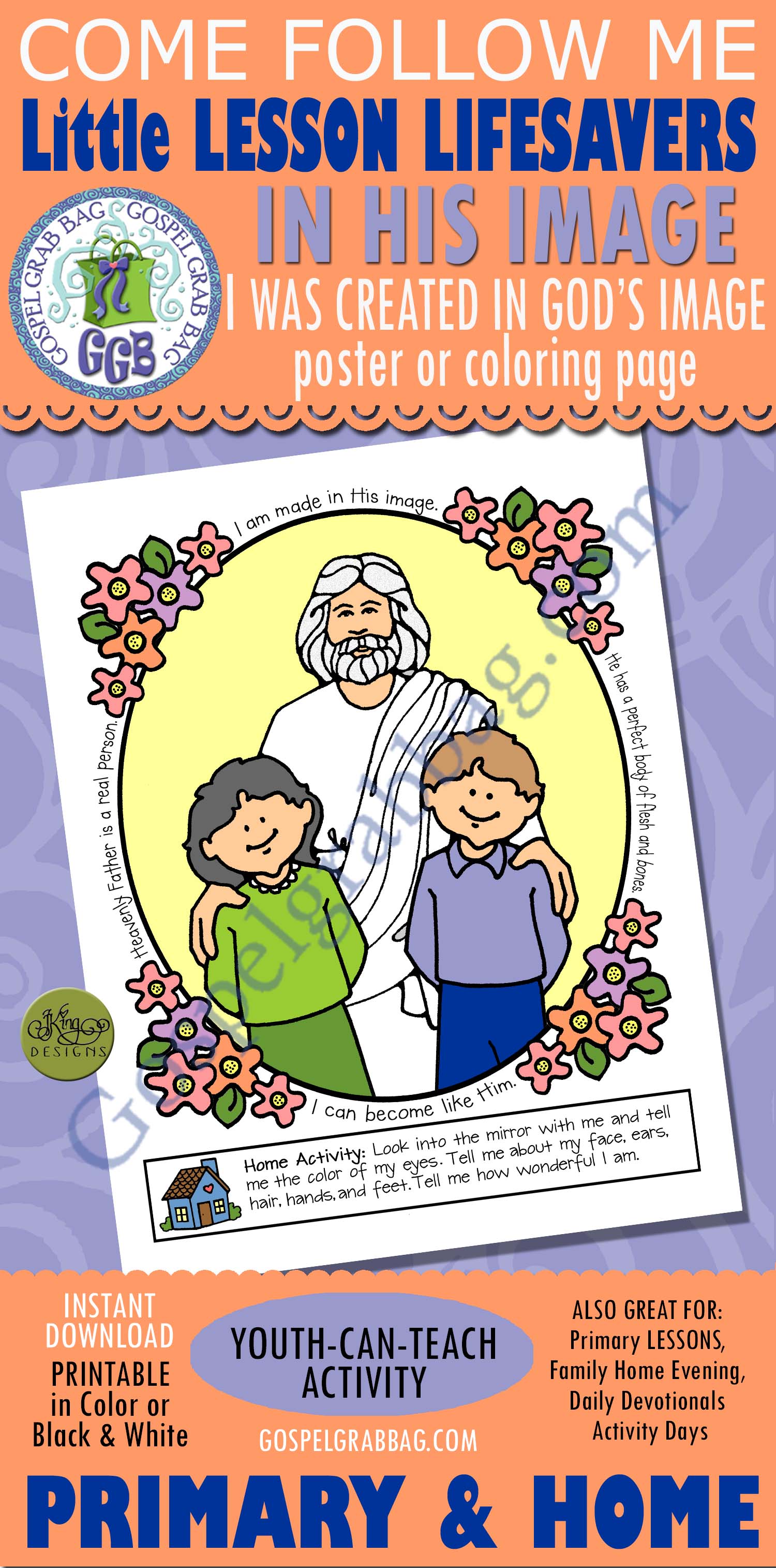 $1.50 Little LESSON LIFESAVER - Nursery - Age 5 - Come Follow Me - Primary and Home, family home evening