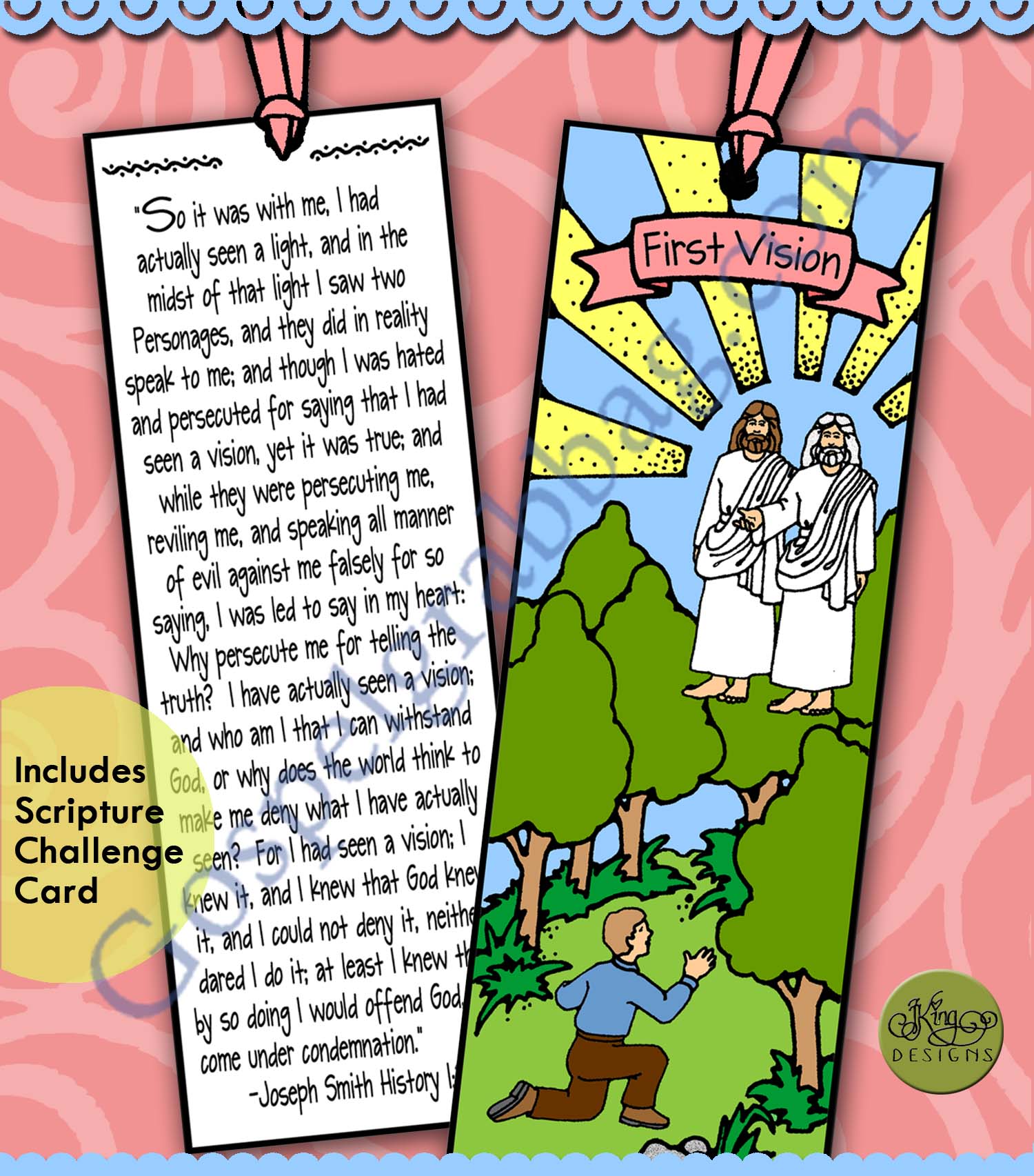 $1.75 Joseph Smith History bookmark - for Come Follow Me, Primary and Home