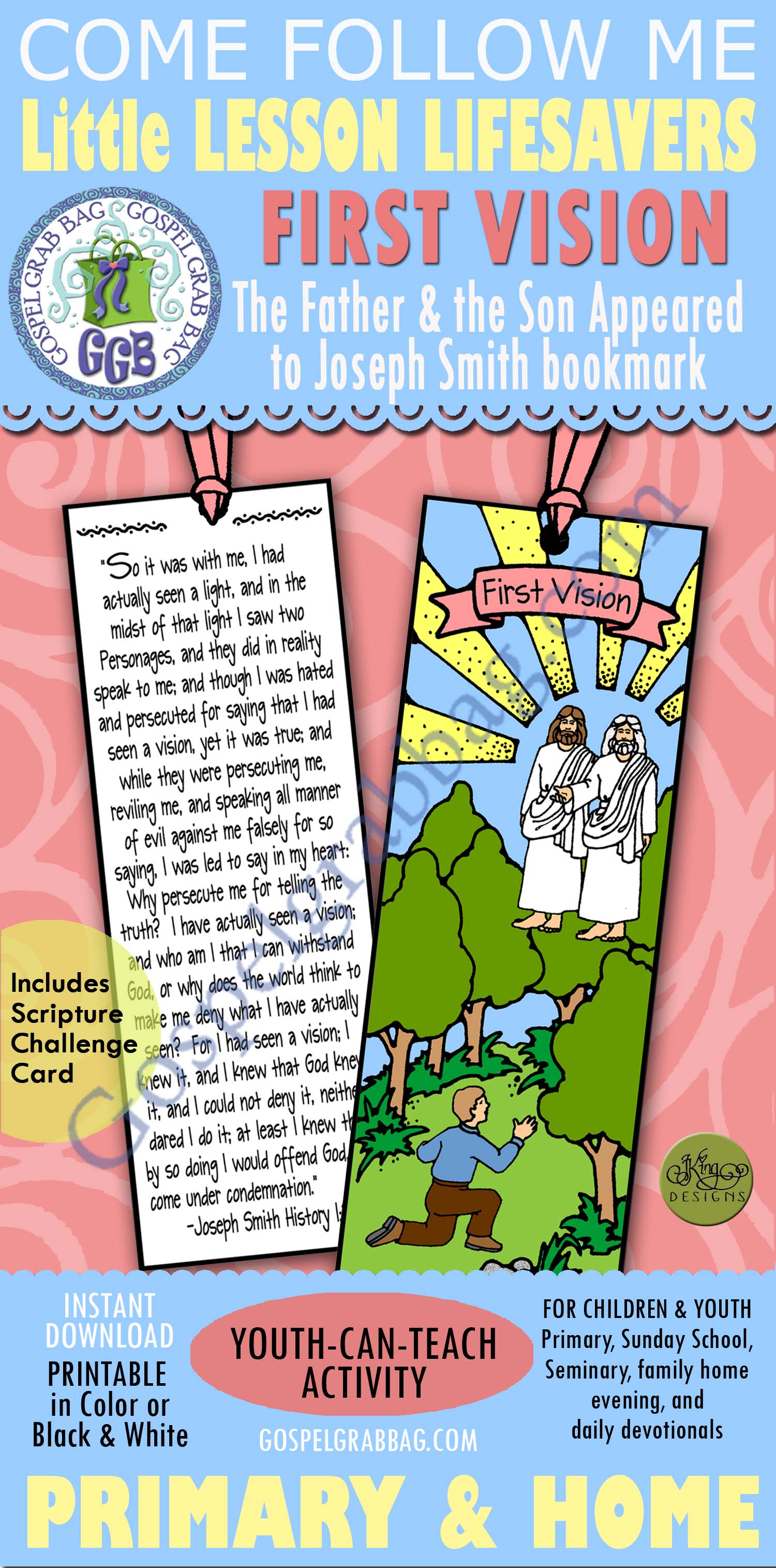 FIRST VISION Activity: First Vision Testimony bookmark First Vision – Testimony Bookmark