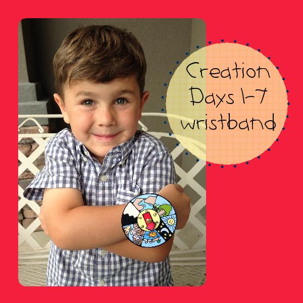 CREATION: Jesus Chrsit Created the World for Me - Days 1-7 creation wristband, Behold Your Little Ones nursery lesson 7, gospelgrabbag.com