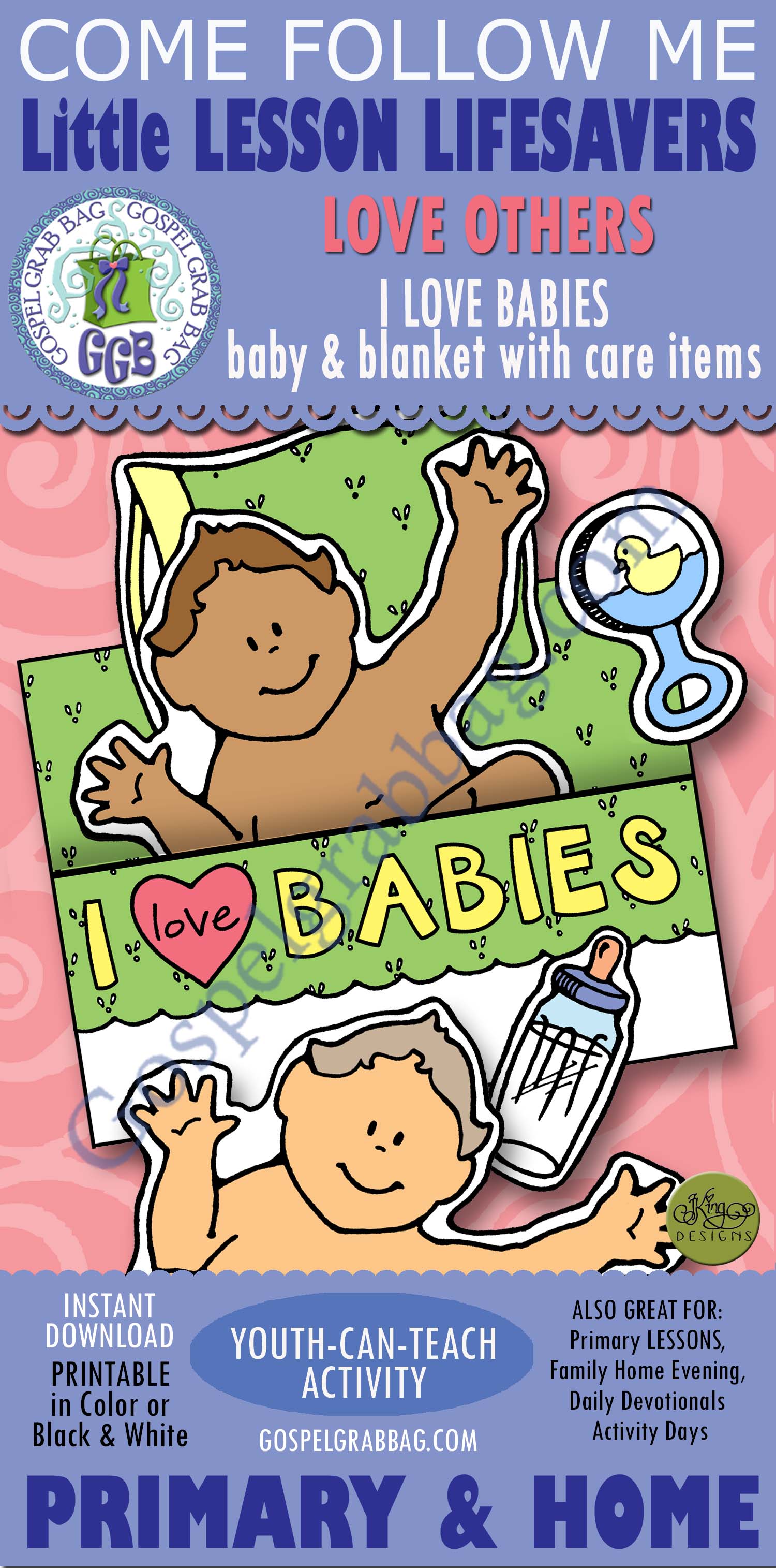 $1.75 Little LESSON LIFESAVER craft/handout for Nursery - Age 3, Come Follow Me, Primary and Home, Family Home Evening