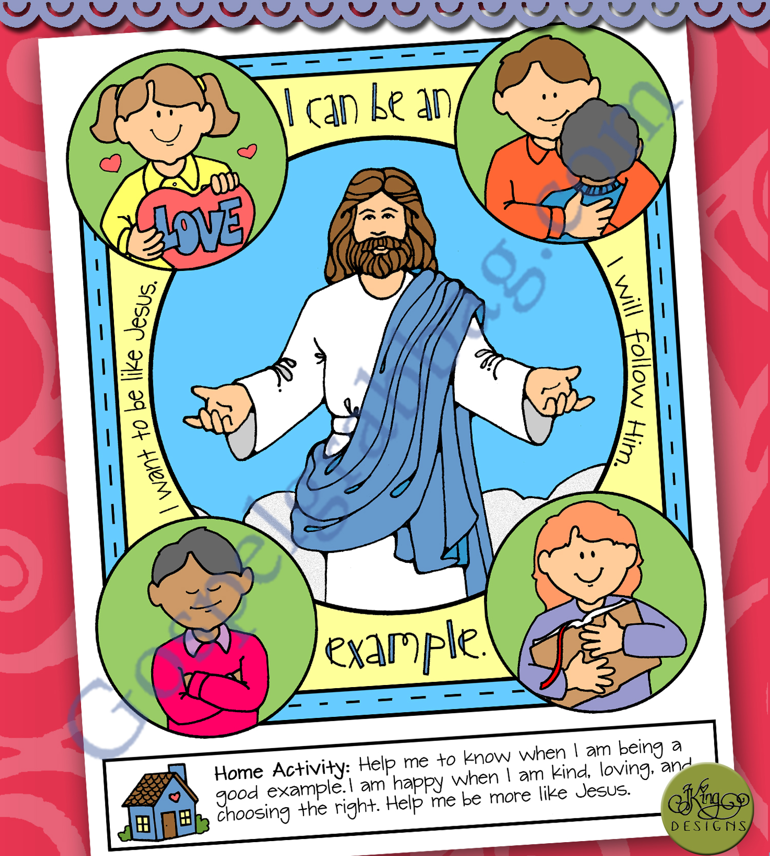 Follow Jesus Activity: I can be a good example." poster or coloring page