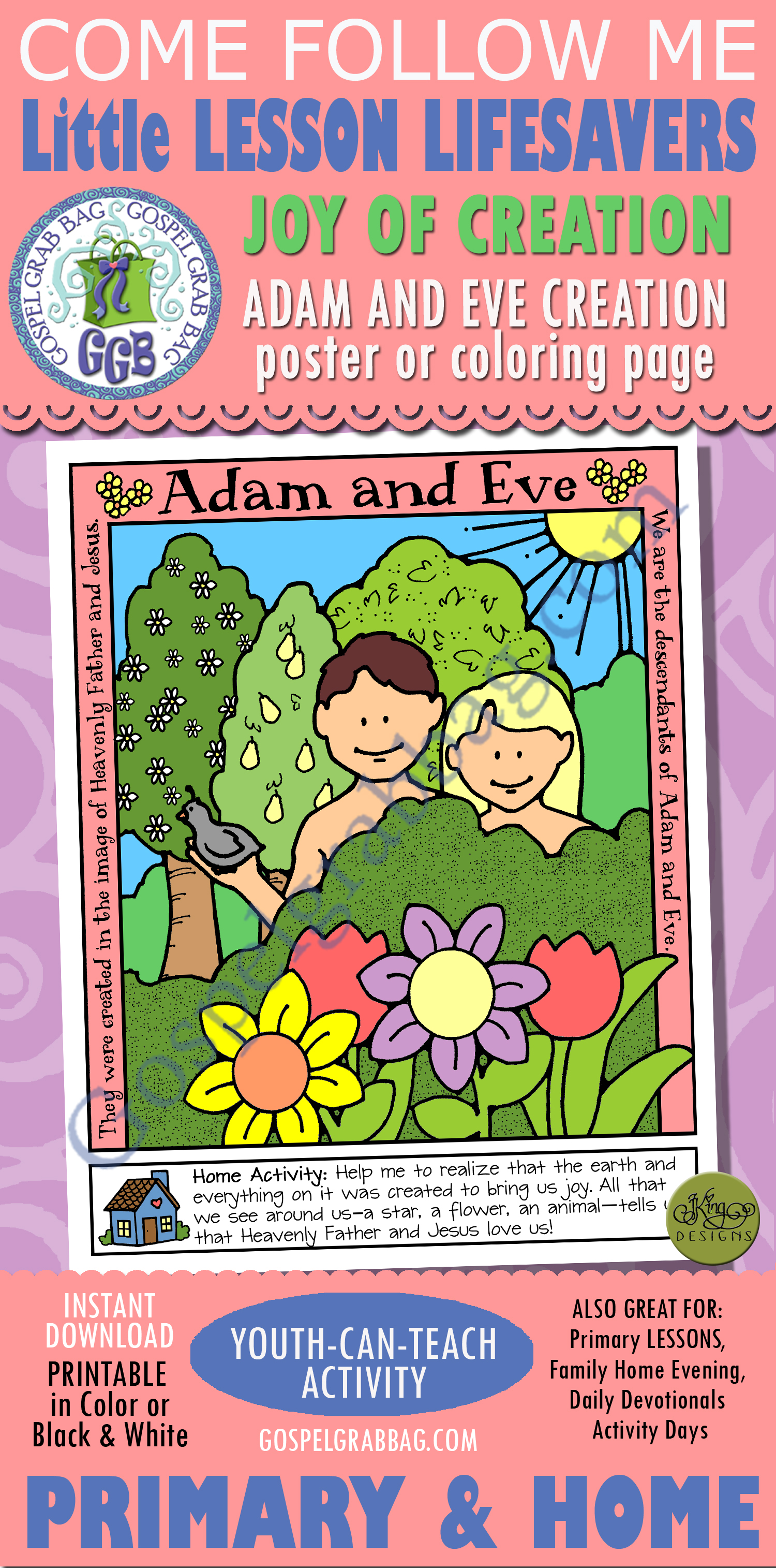 $1.50 Little LESSON LIFESAVER Activity for Come Follow Me Primary lesson or Home, family home evening or nursery - age 3