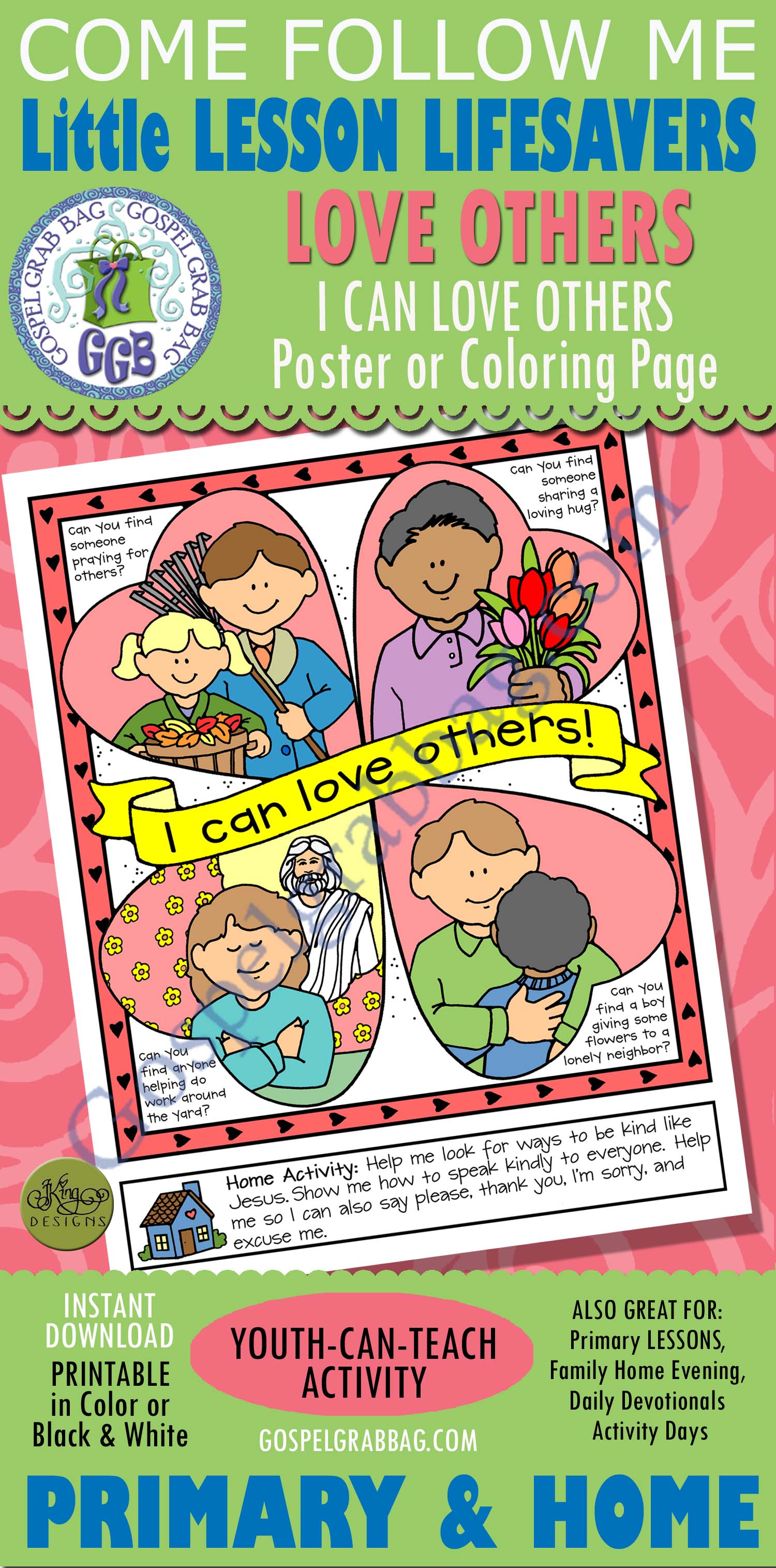 $1.50 Little LESSON LIFESAVER for Nursery Lesson 18 "I Will Love Others" Behold Your Little Ones, and Come Follow Me