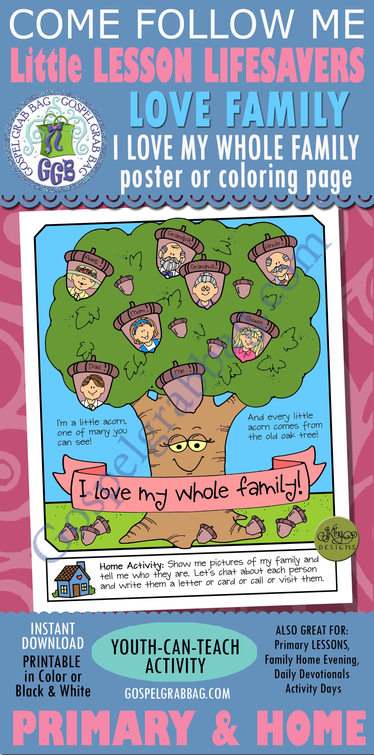 FAMILY Activity: I Love My Whole Family POSTER, Nursery Lesson 22 Behold Your Little Ones I Love My Whole Family (poster or coloring page)