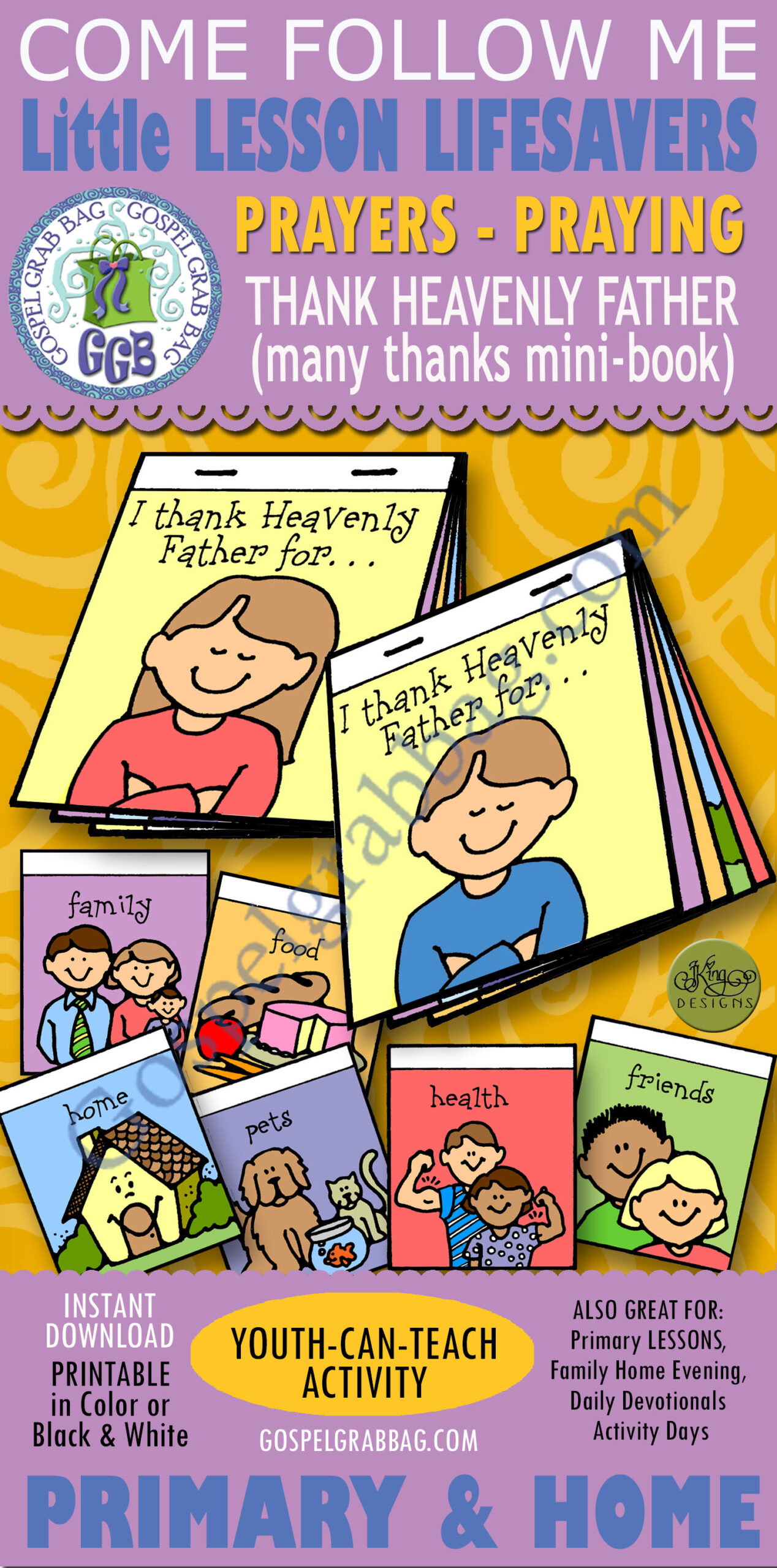 PRAYER "I thank Heavenly Father for ..." many thanks mini-book