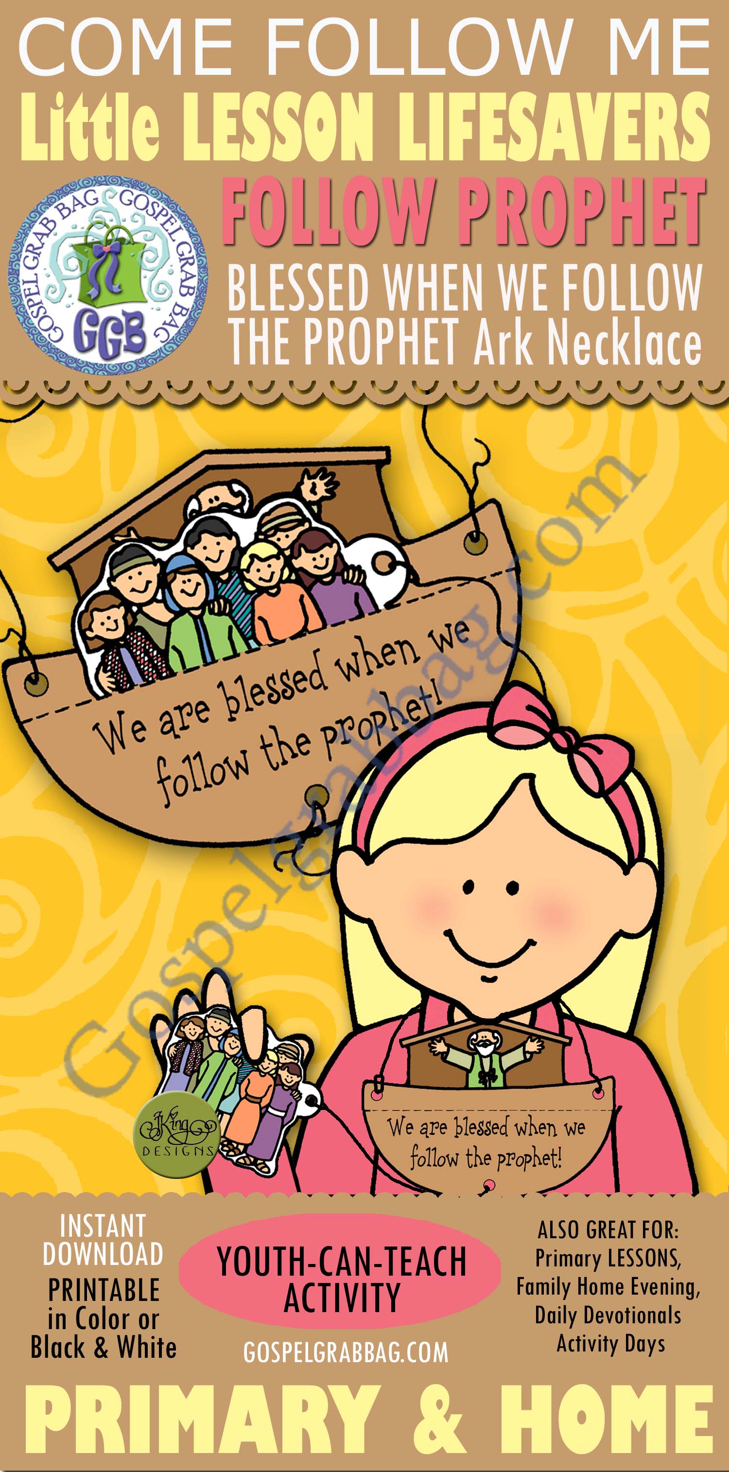 FOLLOW THE PROPHET Follow the Prophet - Noah's Family ark necklace We are blessed when we follow the prophet! Noah's Family Obeys puppet show medallion