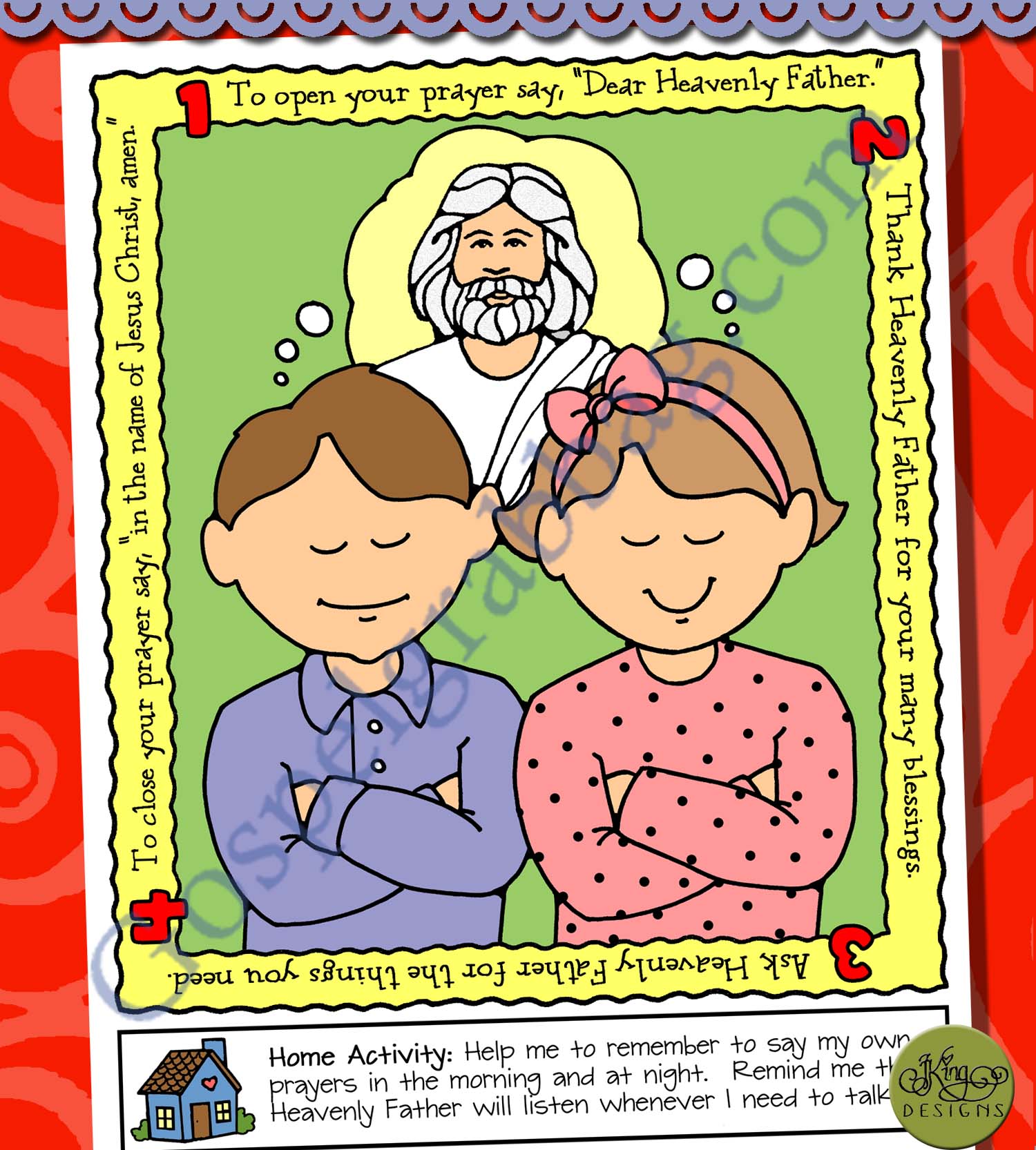 PRAYER STEPS poster or color page