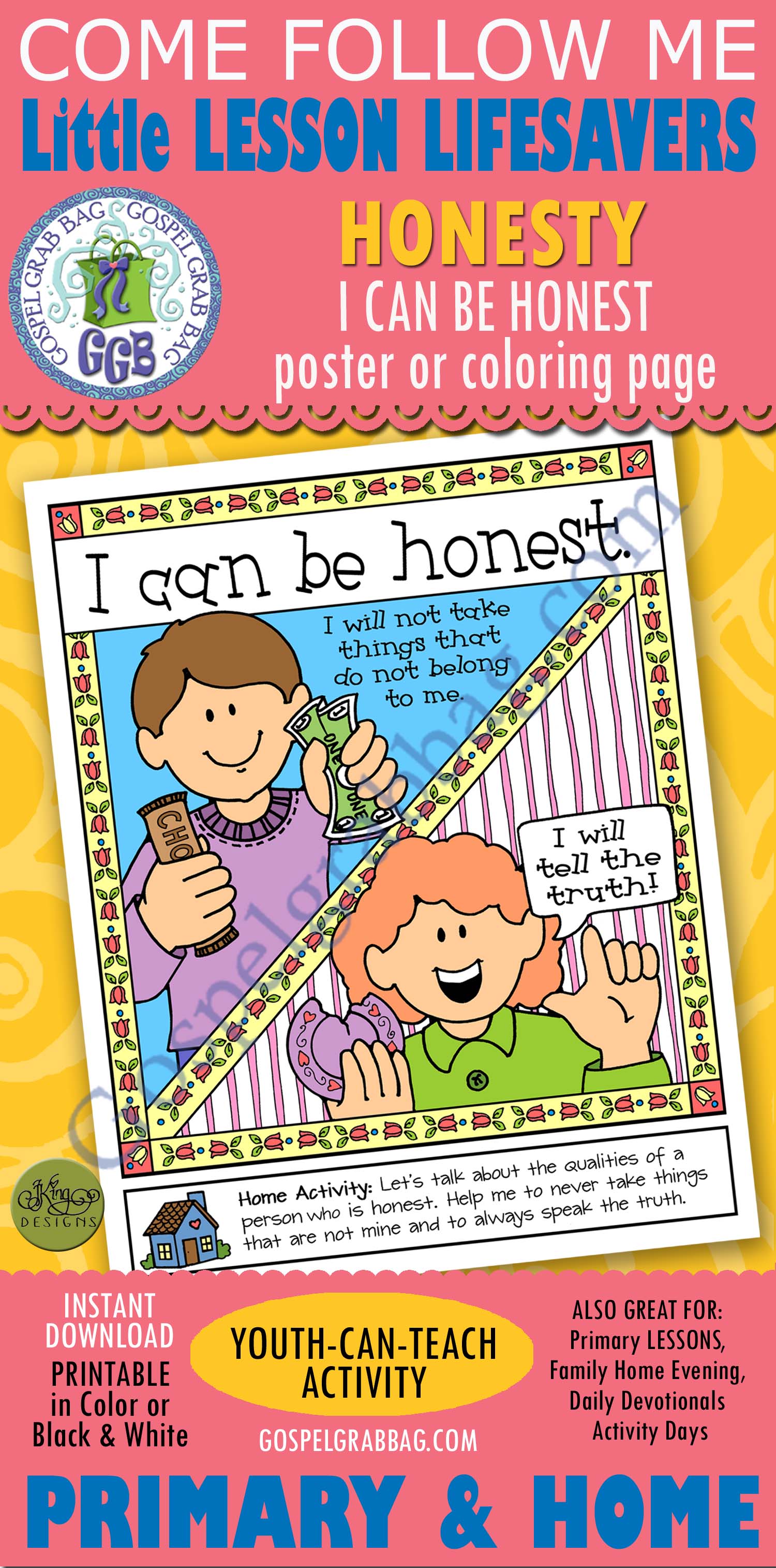 I Can Be Honest poster or coloring page