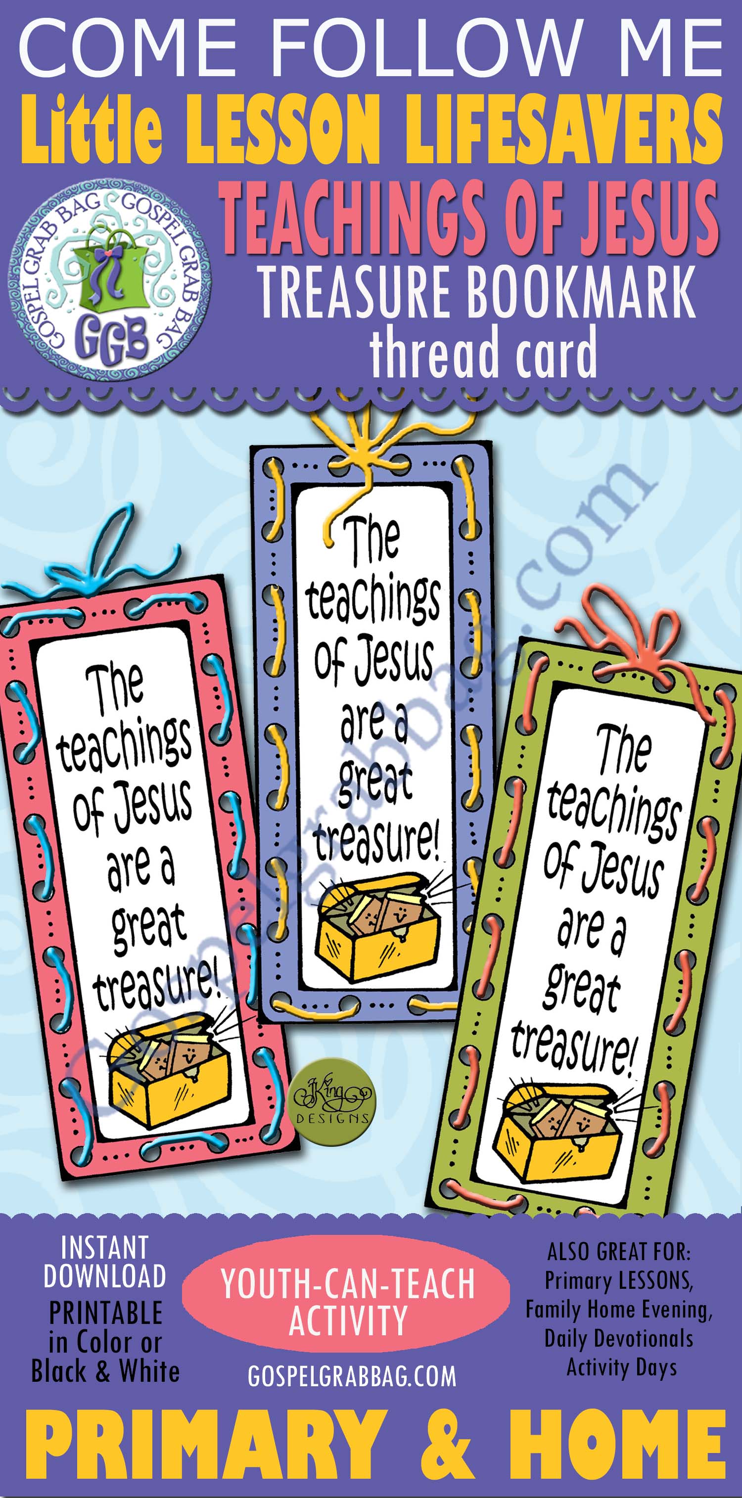 FOLLOWING JESUS Activity: Teachings of Jesus Treasure bookmark The Teachings of jesus are a great Treasure! bookmark