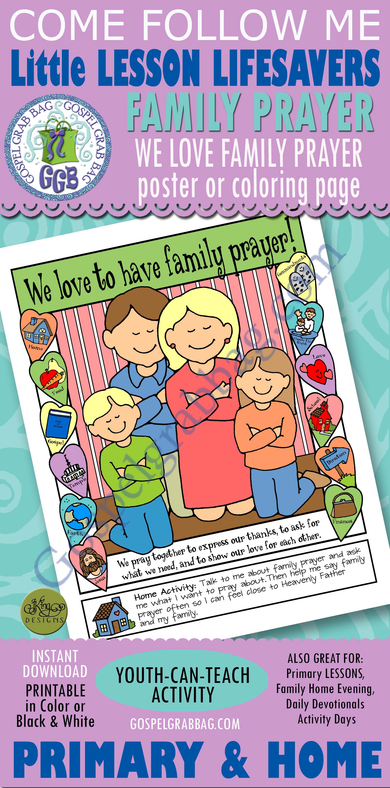 $1.50 Little LESSON LIFESAVER Activity for Nursery - Age 5, Come Follow Me - Primary and Home, family home evening