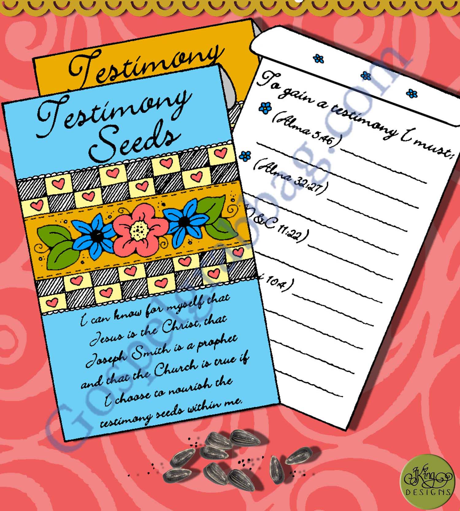$1.75 Gain Testimony: Seeds packet - scripture search to grow faith