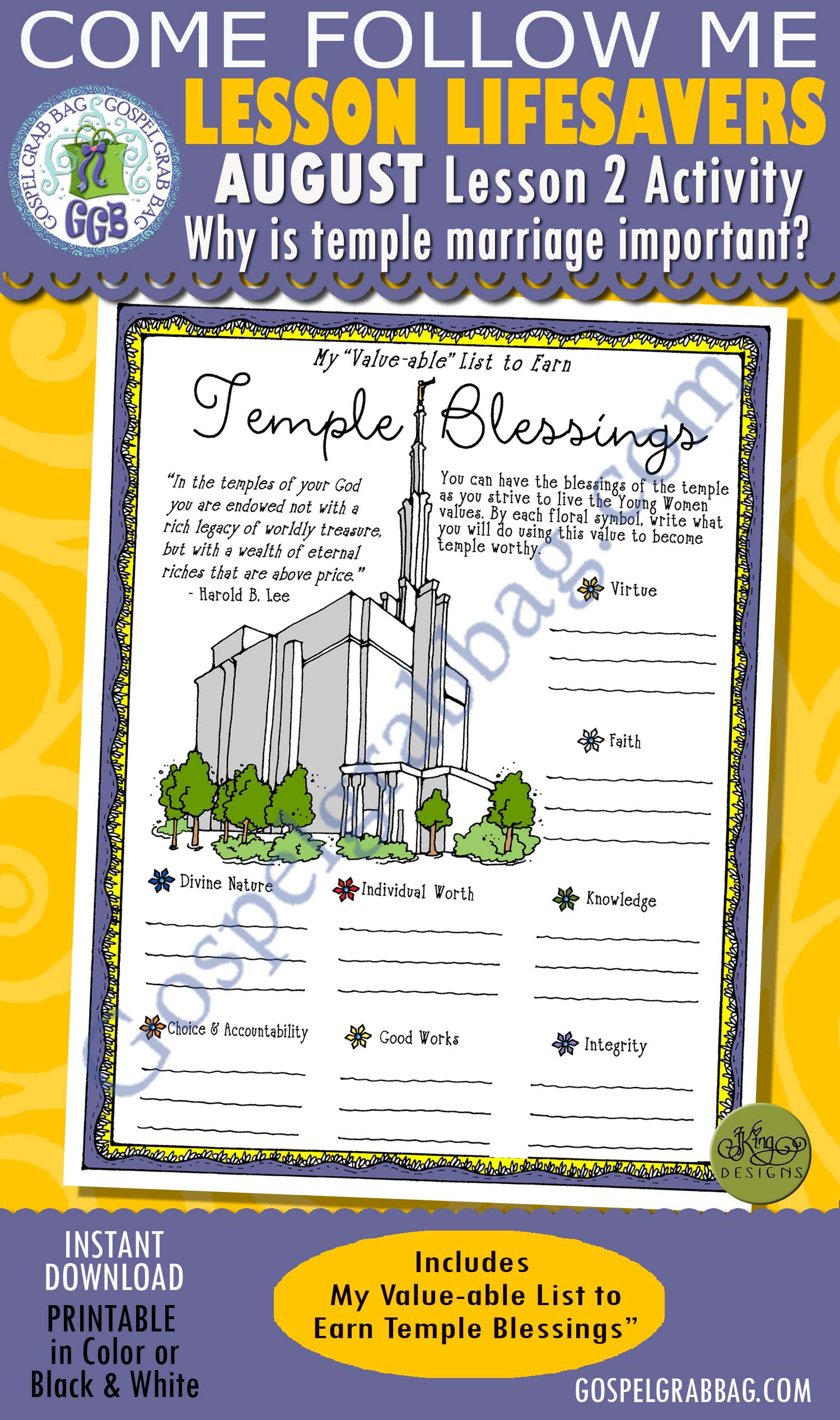My Value-able List to Earn Temple Blessings journal