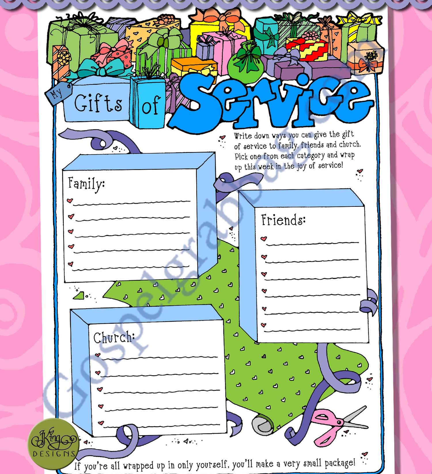 SERVICE Activity: Gifts of Service planner, Lesson Lifesaver, Come Follow Me, Sunday School