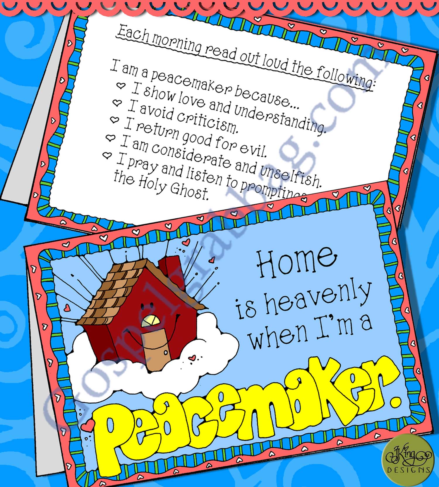 Home is heavenly when I'm a peacemaker. tent-card