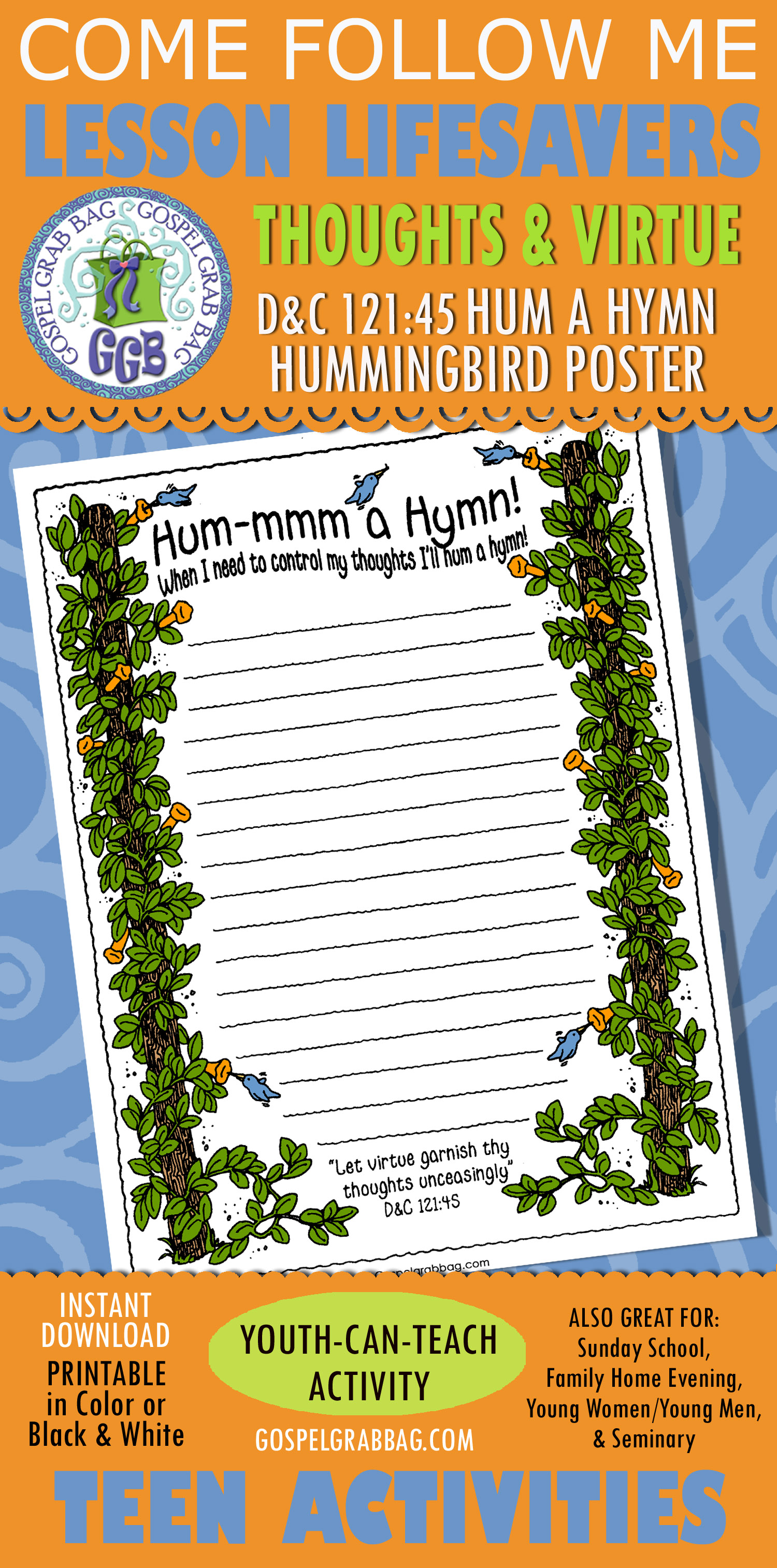 Humm-mm a Hymn! hummingbird poster
