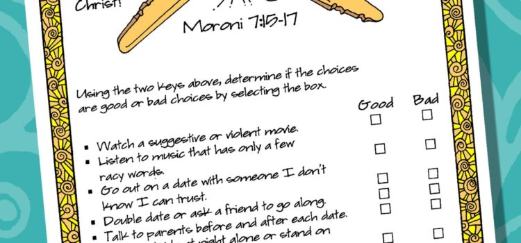 Chastity – Virtue: LDS Lesson Activity: Keys to Virtuous Choices Voter-ballot, “Why is chastity important?”