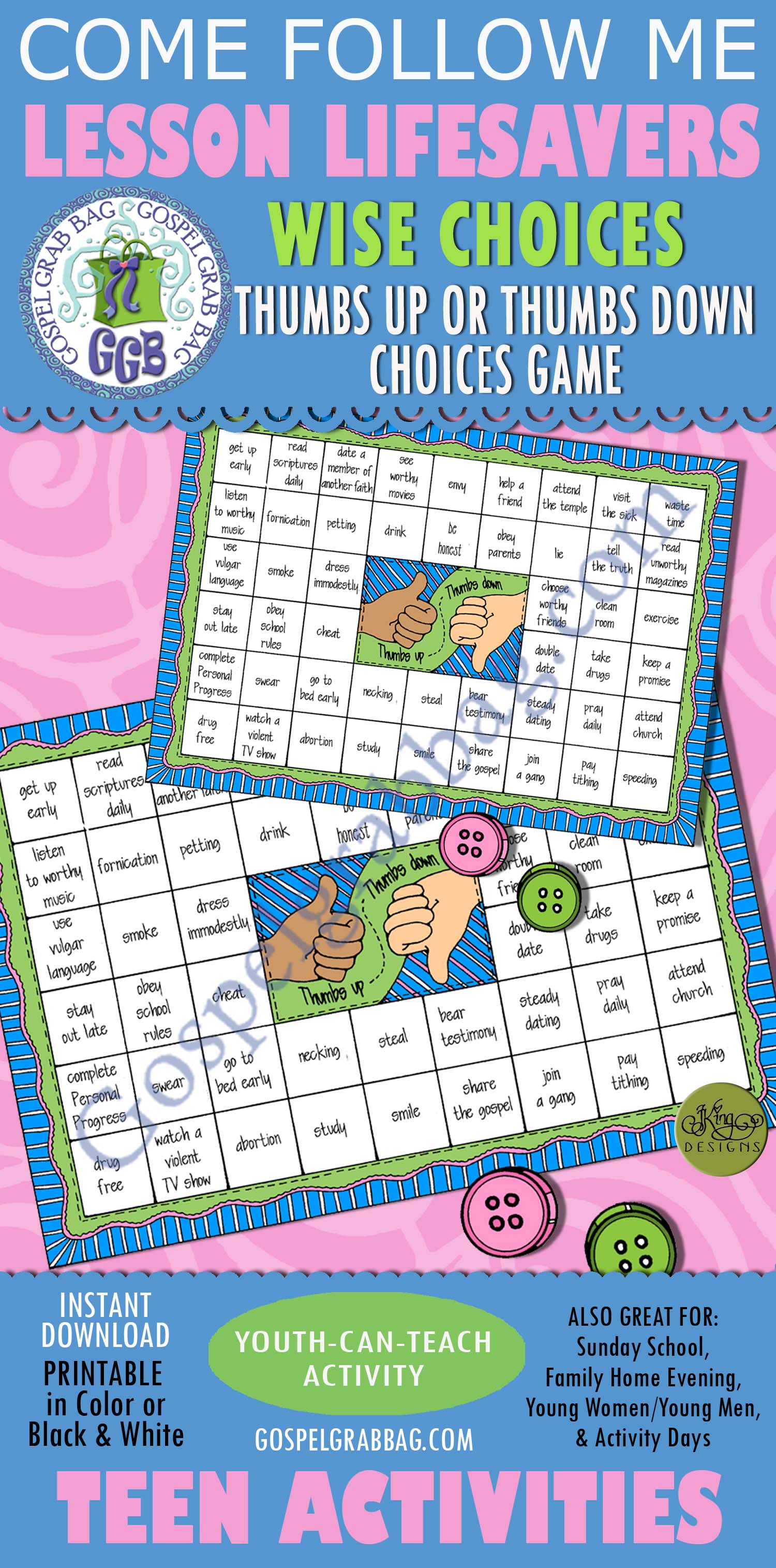 WISE CHOICES Activity: Thumbs Up Down Choices Game Wise Choices: Thumbs Up or Thumbs Down choices game