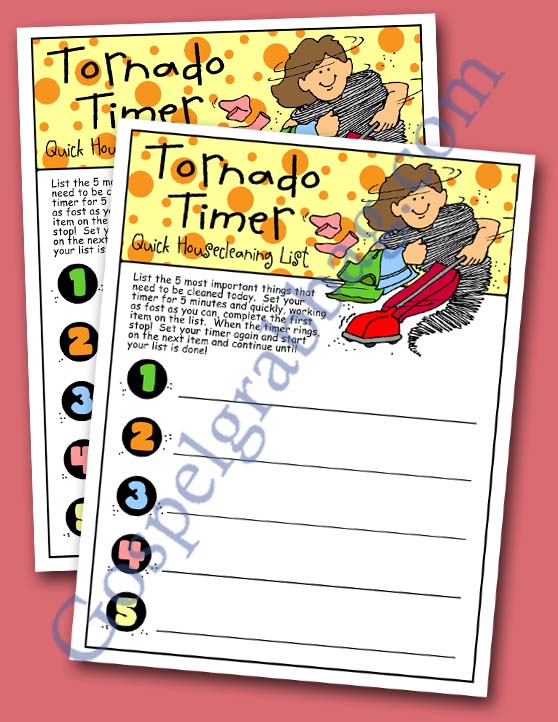 Activity Days: Developing Talents Goal 7 Invitation, Tornado Timer 5 Step Planner, and Door Hanger reminder – Goal List 5 things to help around the house, Faith in God Activity Days, GospelGrabBag.com