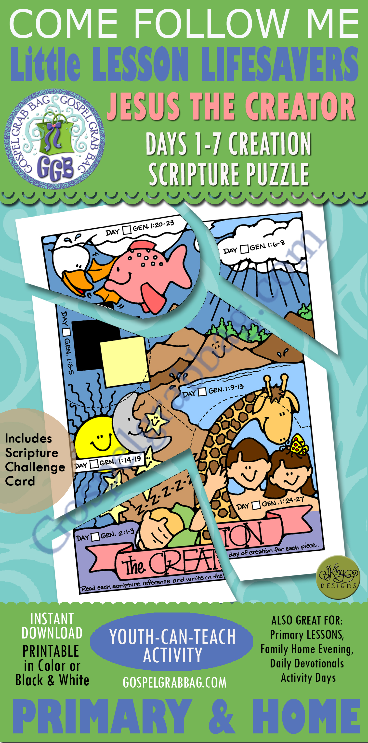 Days 1-7 Creation Scripture Puzzle