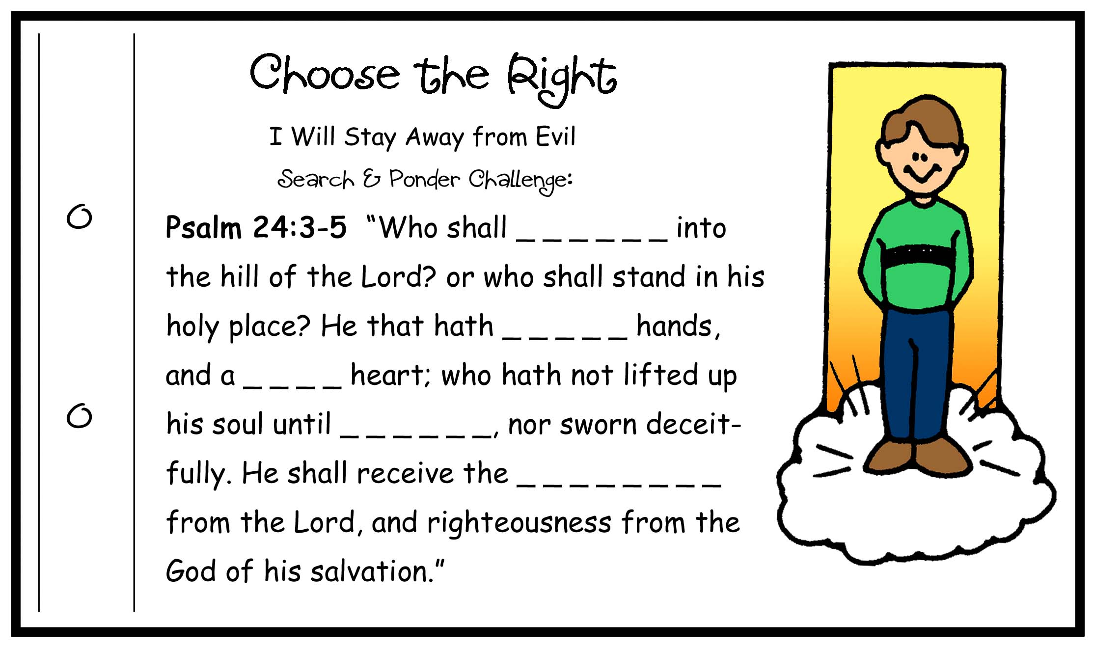 Choose the Right Psalm 24:3-5 Scripture Challenge Card