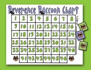 CTR REVERENCE CHART: Primary CTR-A, Reverence Raccoon Reverence Chart, Primary Lesson Helps, Primary 2 manual, family home evening, Sunday Savers book or CD-ROM, gospel grab bag, gospelgrabbag.com