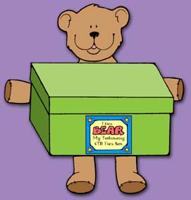 CTR ACTIVITY BOX: Primary CTR-B, Lesson 1, Bear My Testimony CTR Fun Box to store lesson handouts for CTR-B class, Primary 3 manual, primary lesson helps, family home evening, Sunday Savers book or CD-ROM, gospel grab bag, gospelgrabbag.com