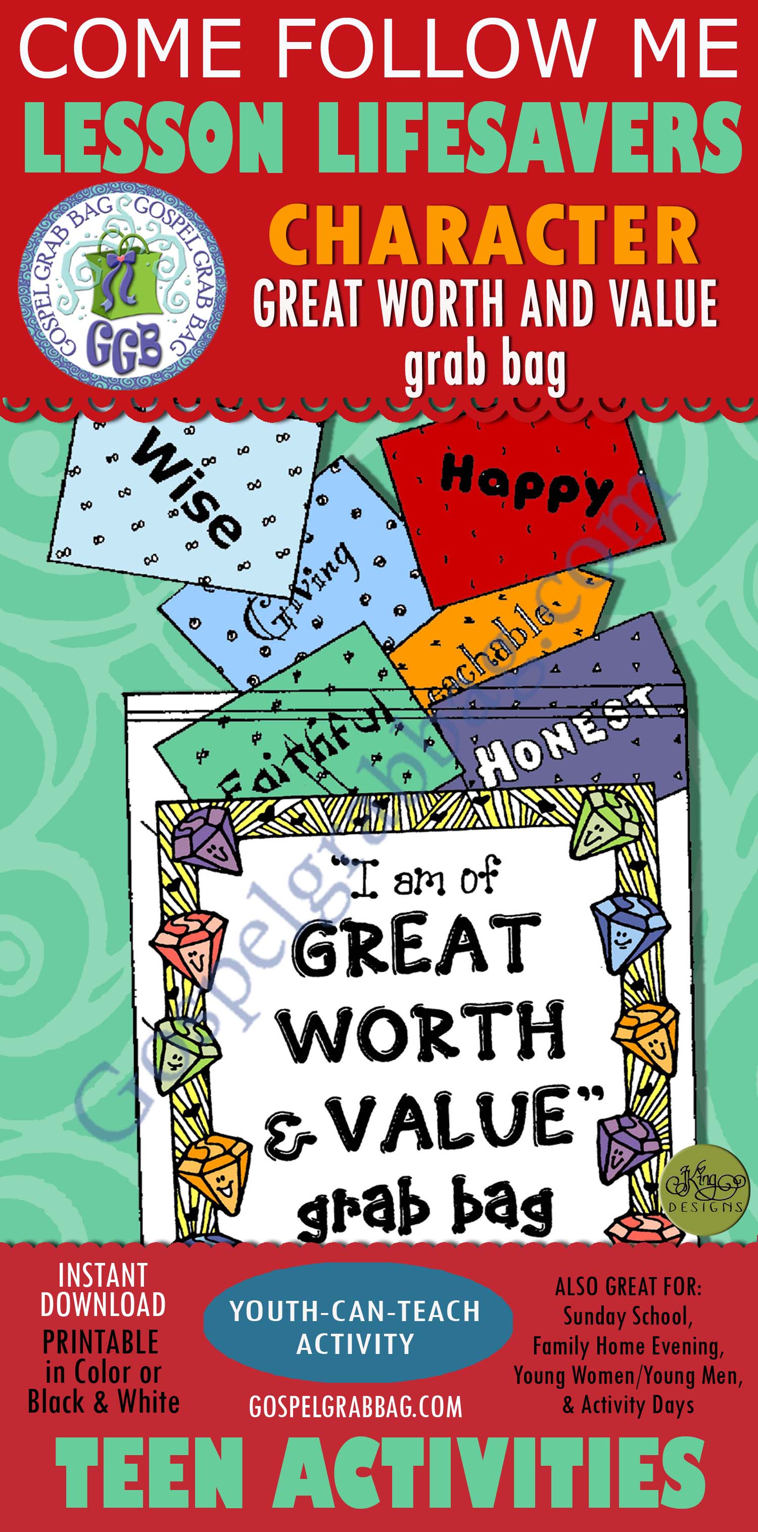LESSON LIFESAVER Activity Great Worth and Value grab bag