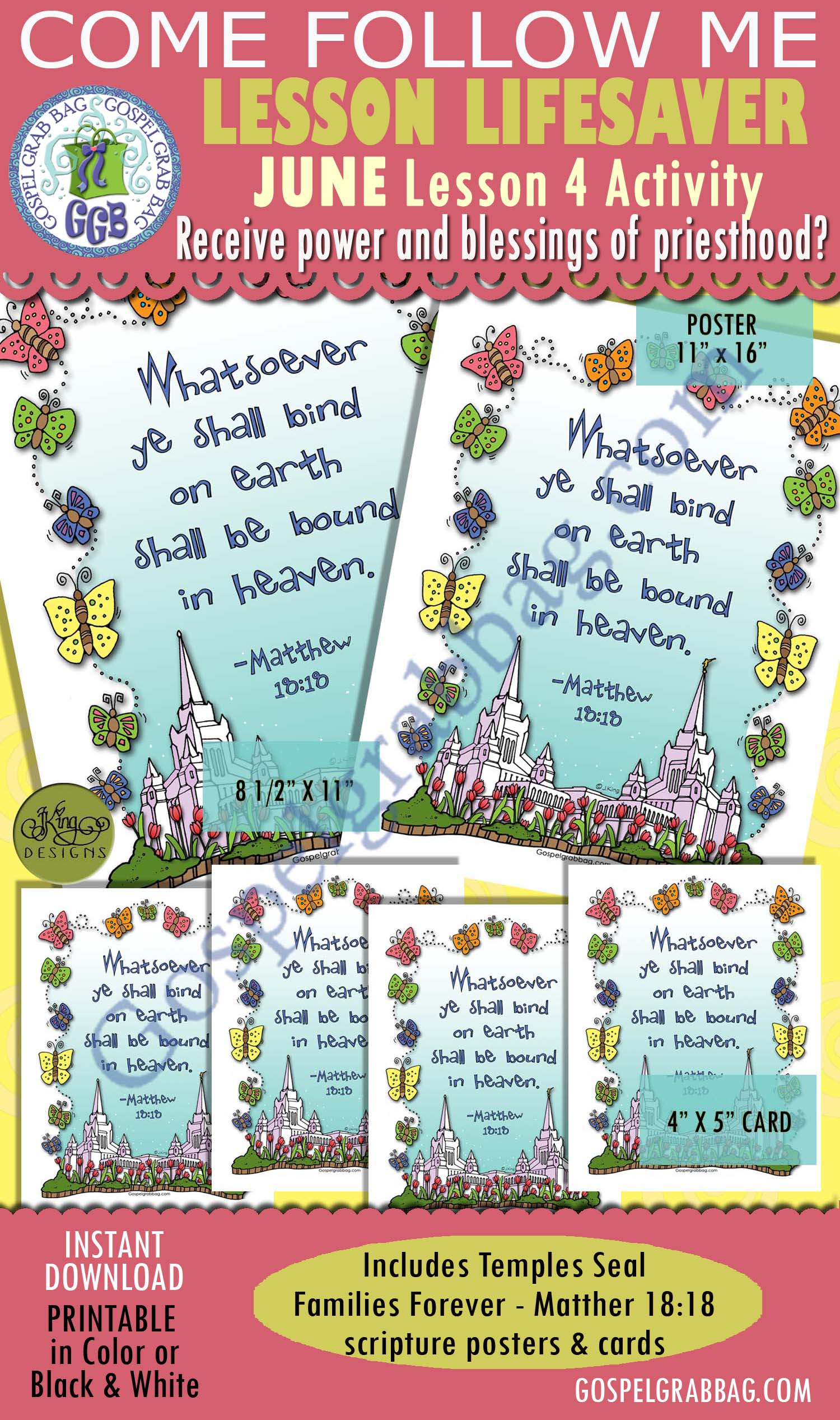 $2.00 June Week 4 Come Follow Me Lesson Activity PRIESTHOOD: D&C 84:35 SCRIPTURE poster and cards
