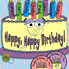 Happy Birthday - Light the Cake with candles an badges ACTIVITY