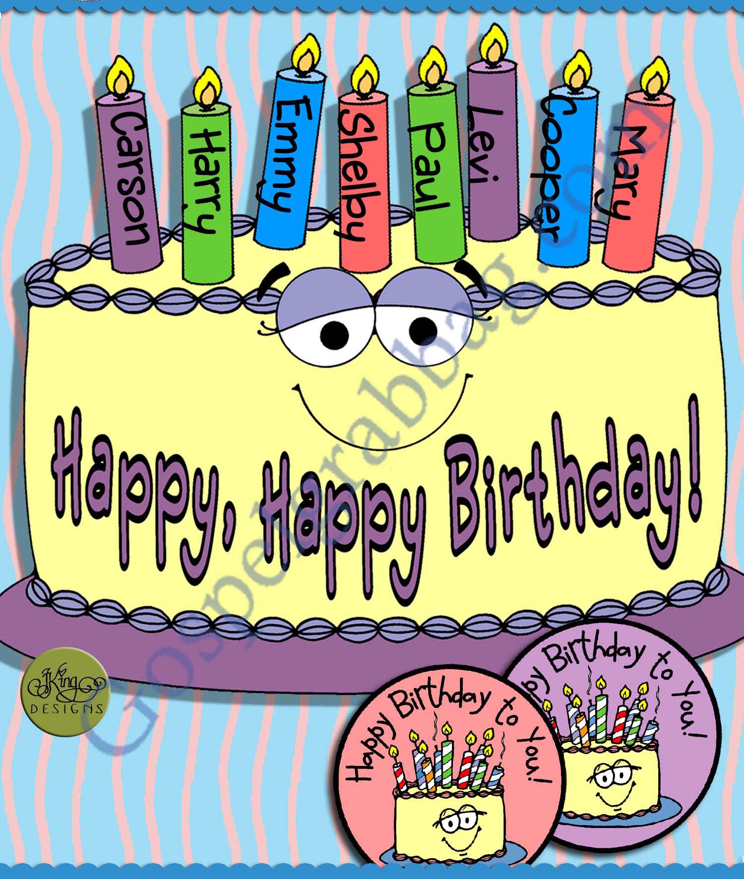 Happy Birthday - Light the Cake with candles an badges ACTIVITY