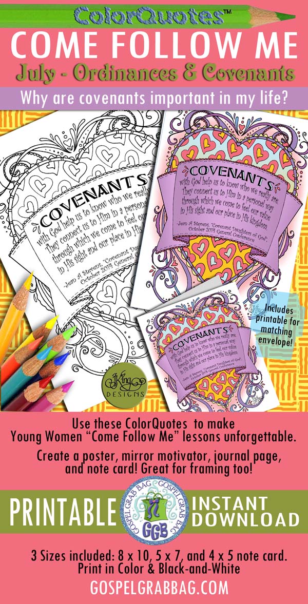 Quotes to Color - ColorQuotes for JULY Theme: Ordinances and Covenants, PRINTABLES, Come Follow Me LESSON 2 Why are covenants important in my life?, LDS printables $2.00 Quotes to Color - ColorQuotes for JULY Theme: Ordinances and Covenants, PRINTABLES, Come Follow Me LESSON 2 Why are covenants important in my life?, LDS printables, GospelGrabBag.com