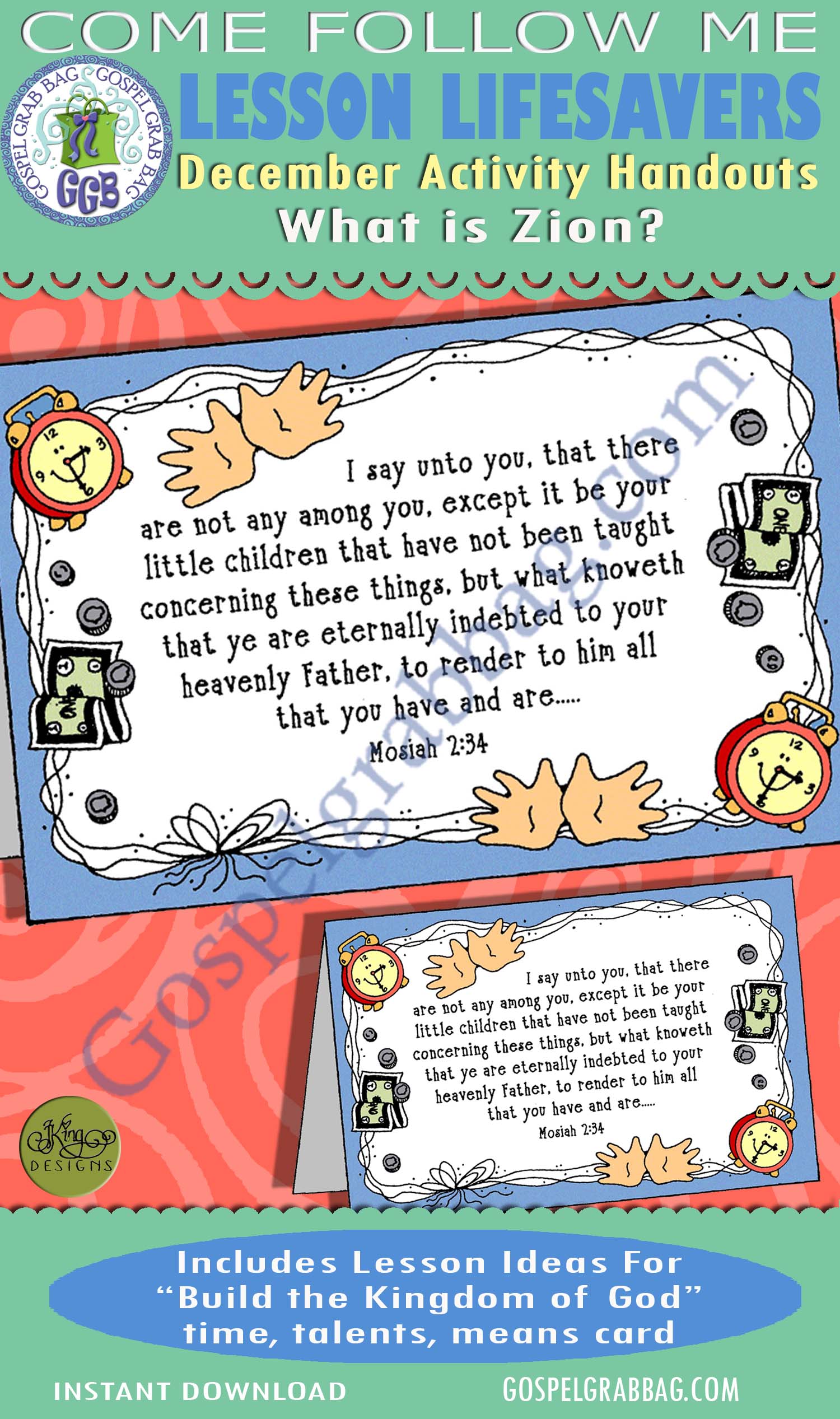 Build up the Kingdom: Time, Talents, Means tent card