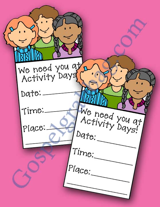 $2.50 set – PREPARE ACTIVITY DAY GIRLS FOR YOUNG WOMEN and personal progress, Set includes: 1 invitation and set of 5 different planner forms, gospelgrabbag.com