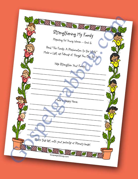 $2.50 set – PREPARE ACTIVITY DAY GIRLS FOR YOUNG WOMEN and personal progress, Set includes: 1 invitation and set of 5 different planner forms, gospelgrabbag.com