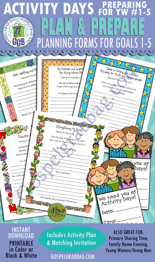 ACTIVITY DAYS Preparing Girls for Young Women - Planner Forms, GospelGrabBag.com