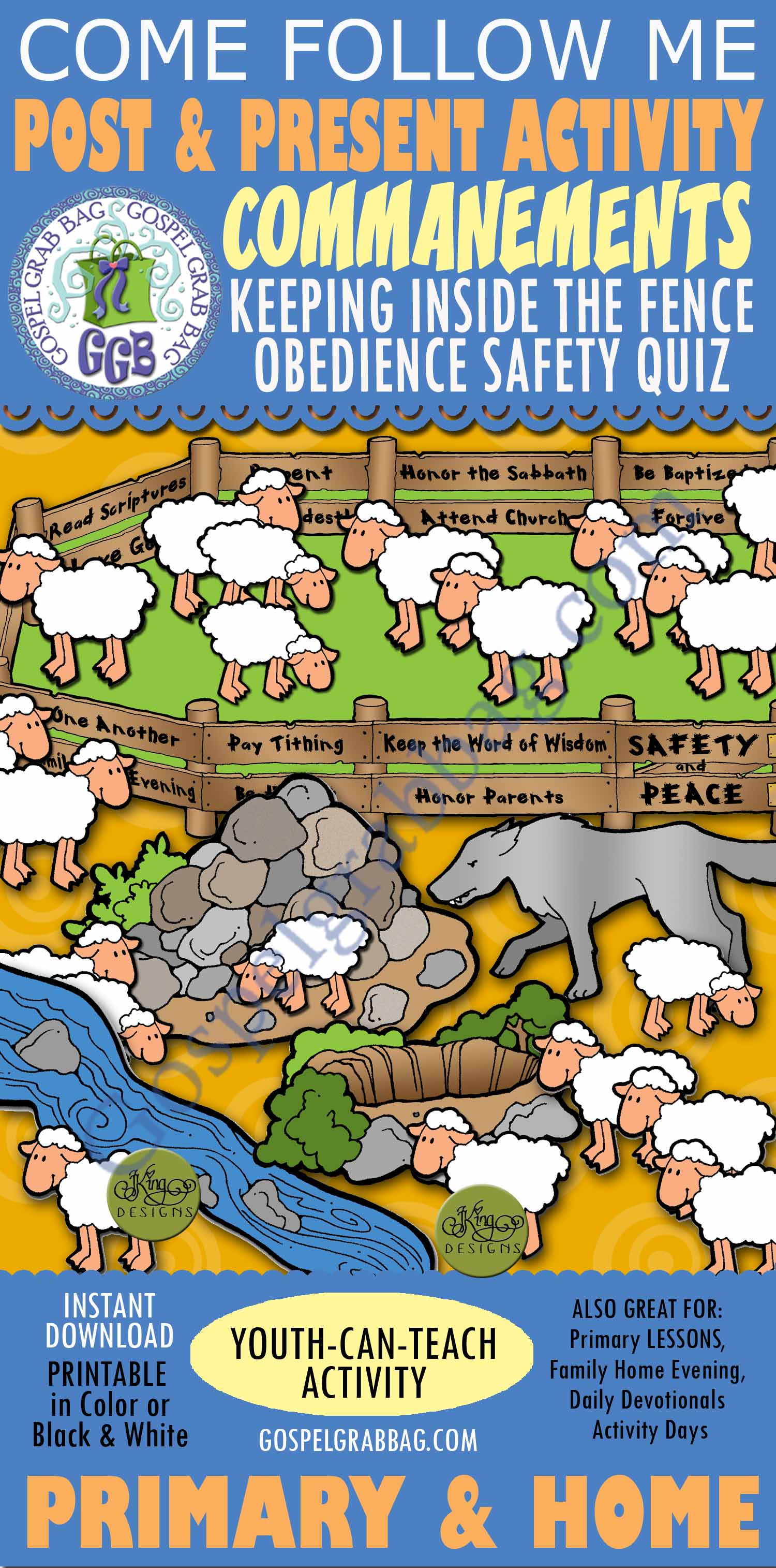 $3.50 Commandments - Choices: Keeping Inside the Fence – Commandments Keep Us Safe Quiz, February Sharing Time, Family Home Evening, Post-and-Present for Come Follow Me - Primary and Home (family home evening)