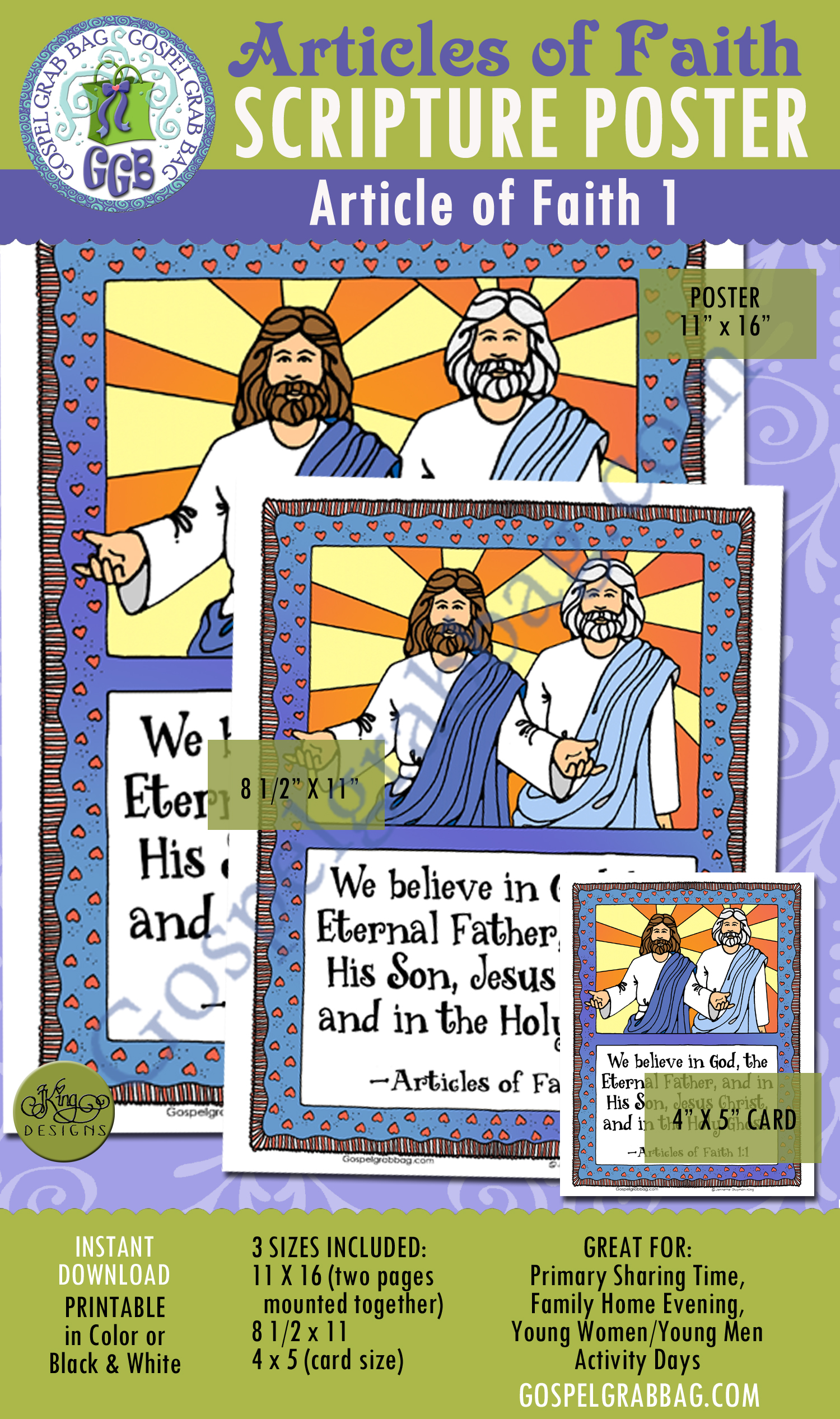 $2.00 GODHEAD: Lesson Lifesaver Activity: Articles of Faith 1:1