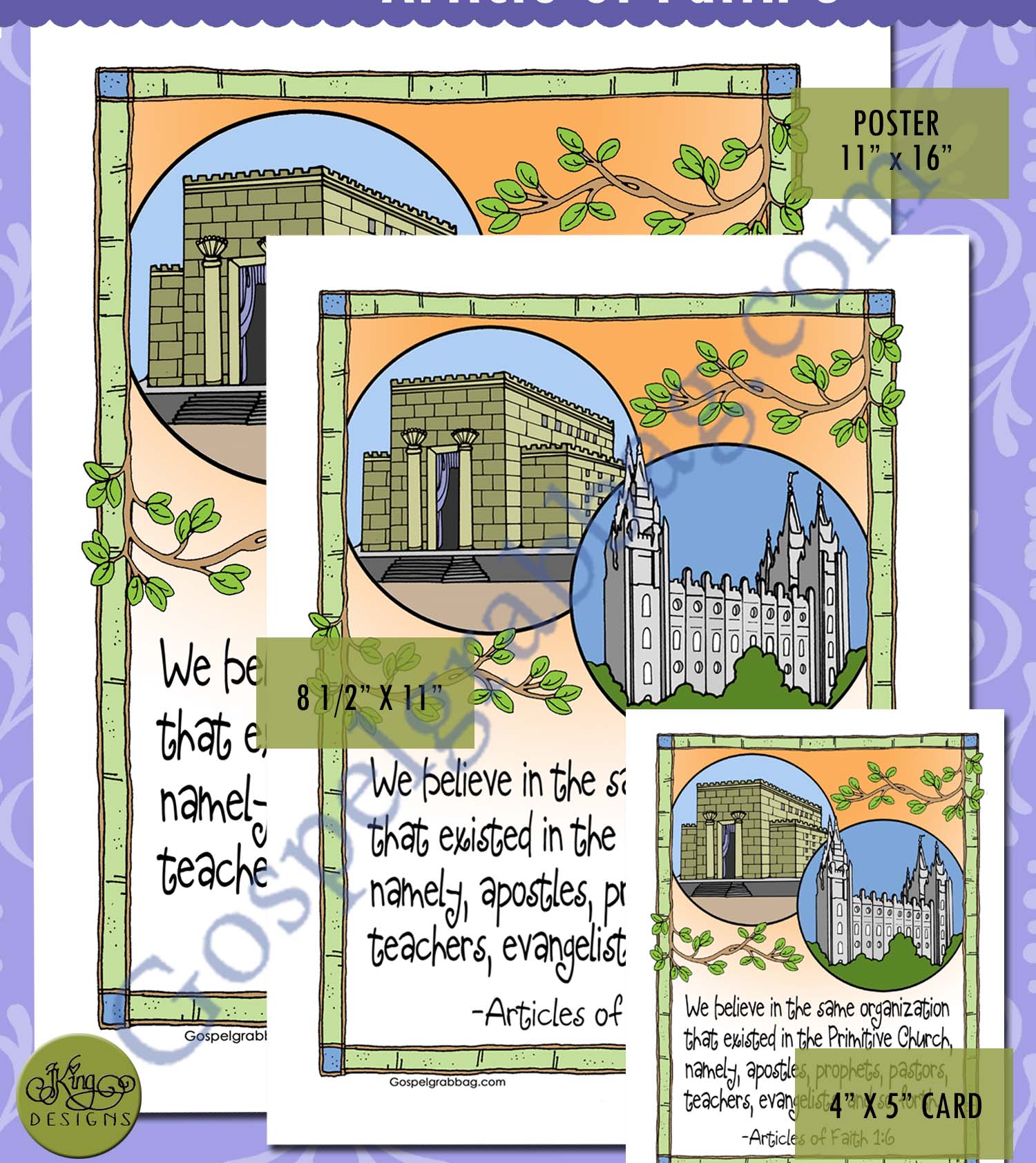 Articles of Faith 1:6 scripture poster/card set