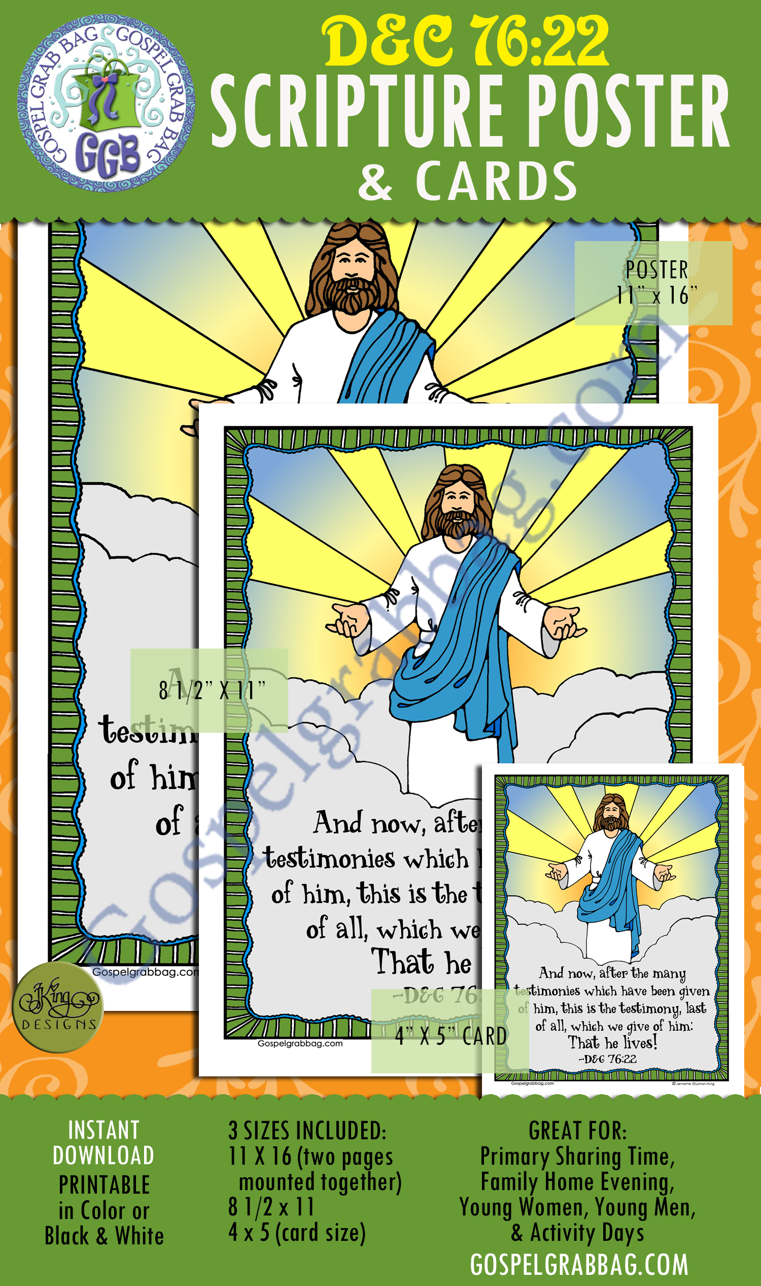 $2.00 RESURECTION: Activity: D&C 76:22 scripture posters and cards