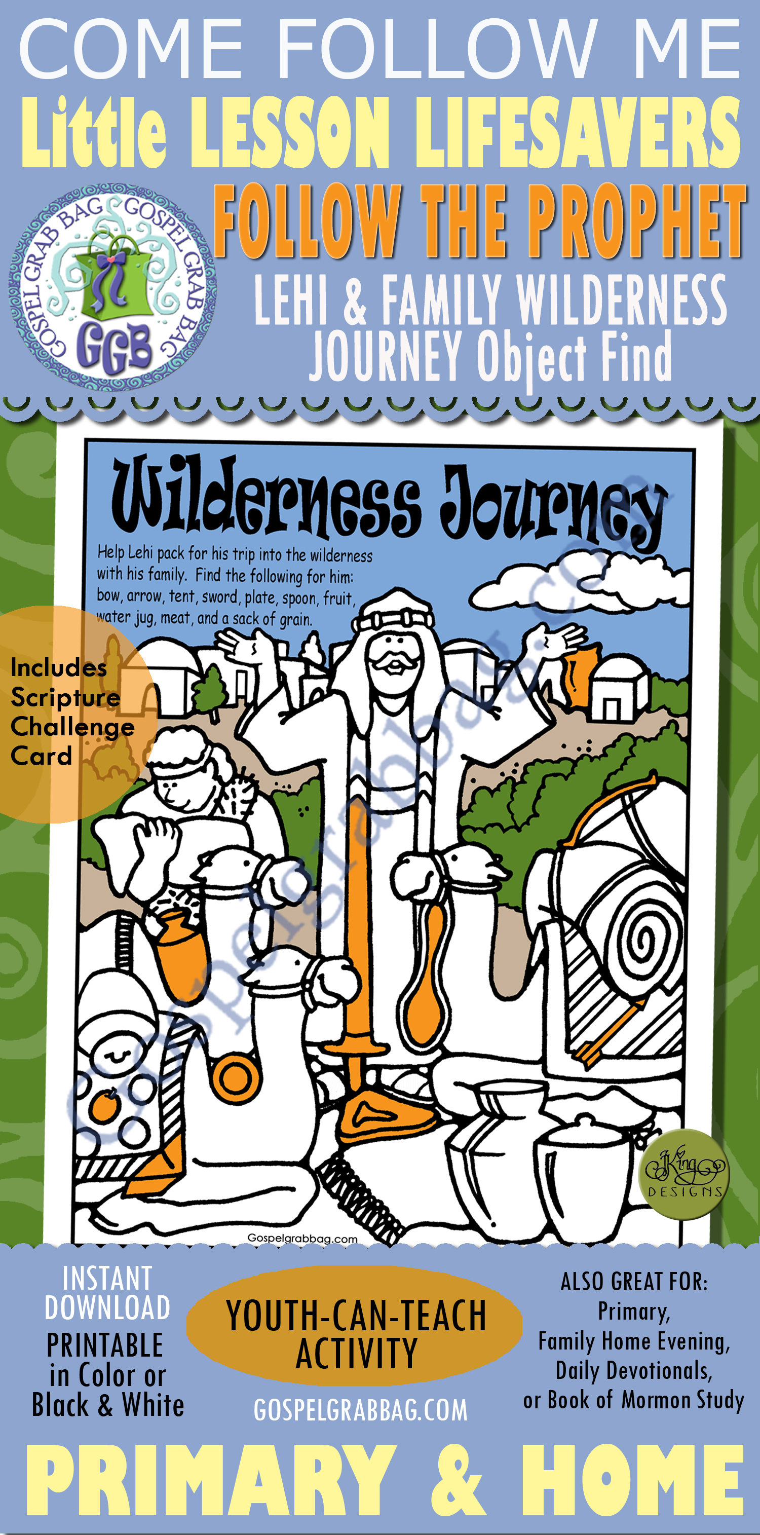 FOLLOW THE PROPHET Activity: Lehi and His Family Wilderness Journey Object Find $1.75 LESSON LIFESAVER for Come Follow Me Primary and Home, family home evening, Book of Mormon Study